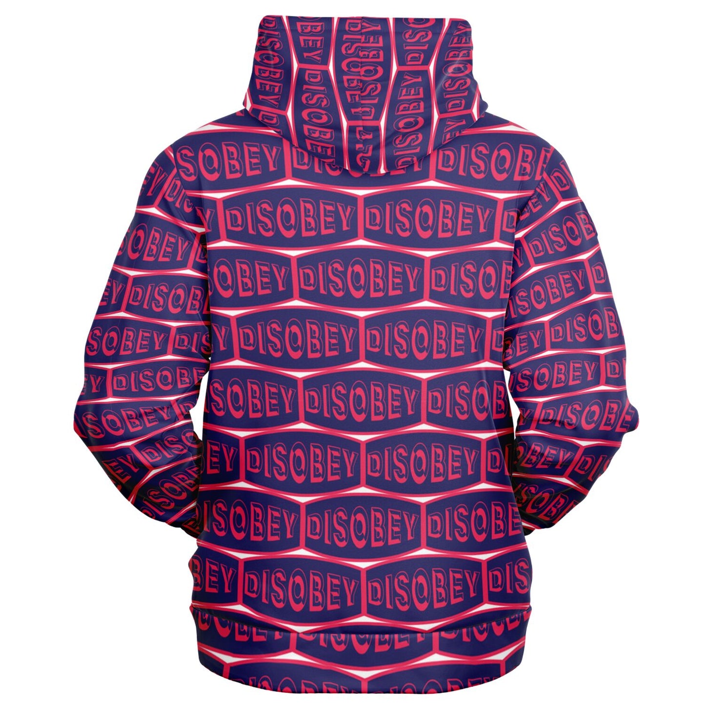 Fashion Zip-Up Hoodie - AOP Kukloso Disobey Logo Navy & Magenta - Free Shipping