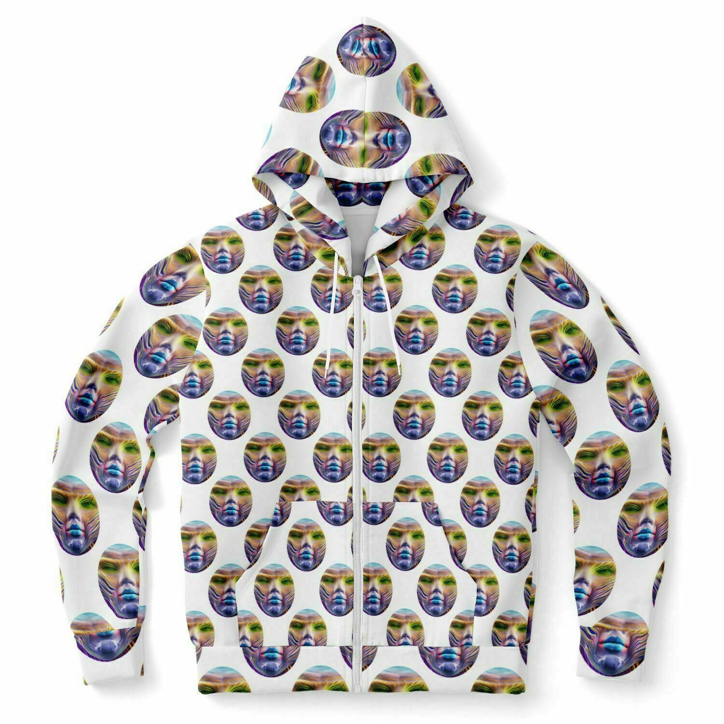 Fashion Zip-Up Hoodie - AOP Kukloso Cubist Faces No 40 - Free Shipping