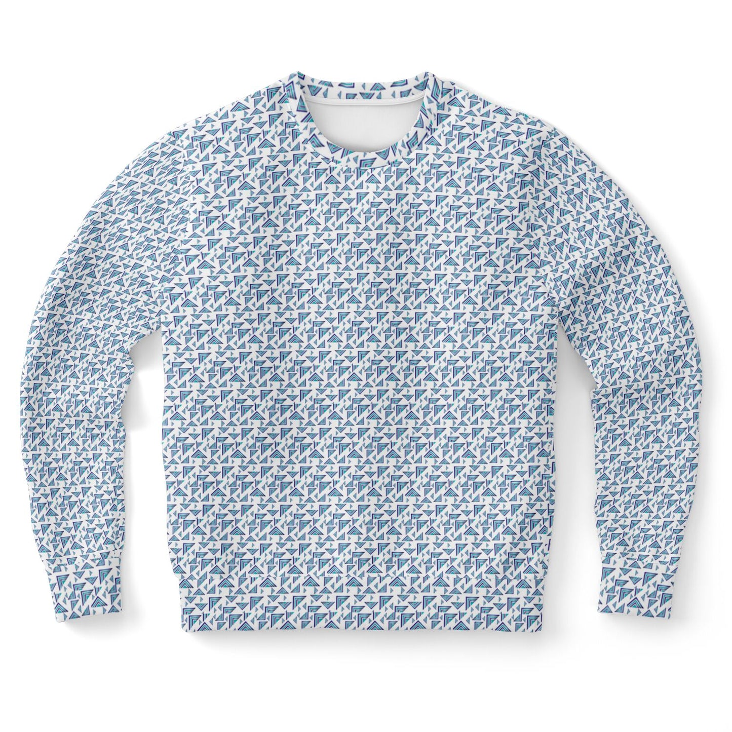 Athletic Sweatshirt - AOP Kukloso Abstractical No 94 Navy, Aqua, Pink shapes on White - Free Shipping