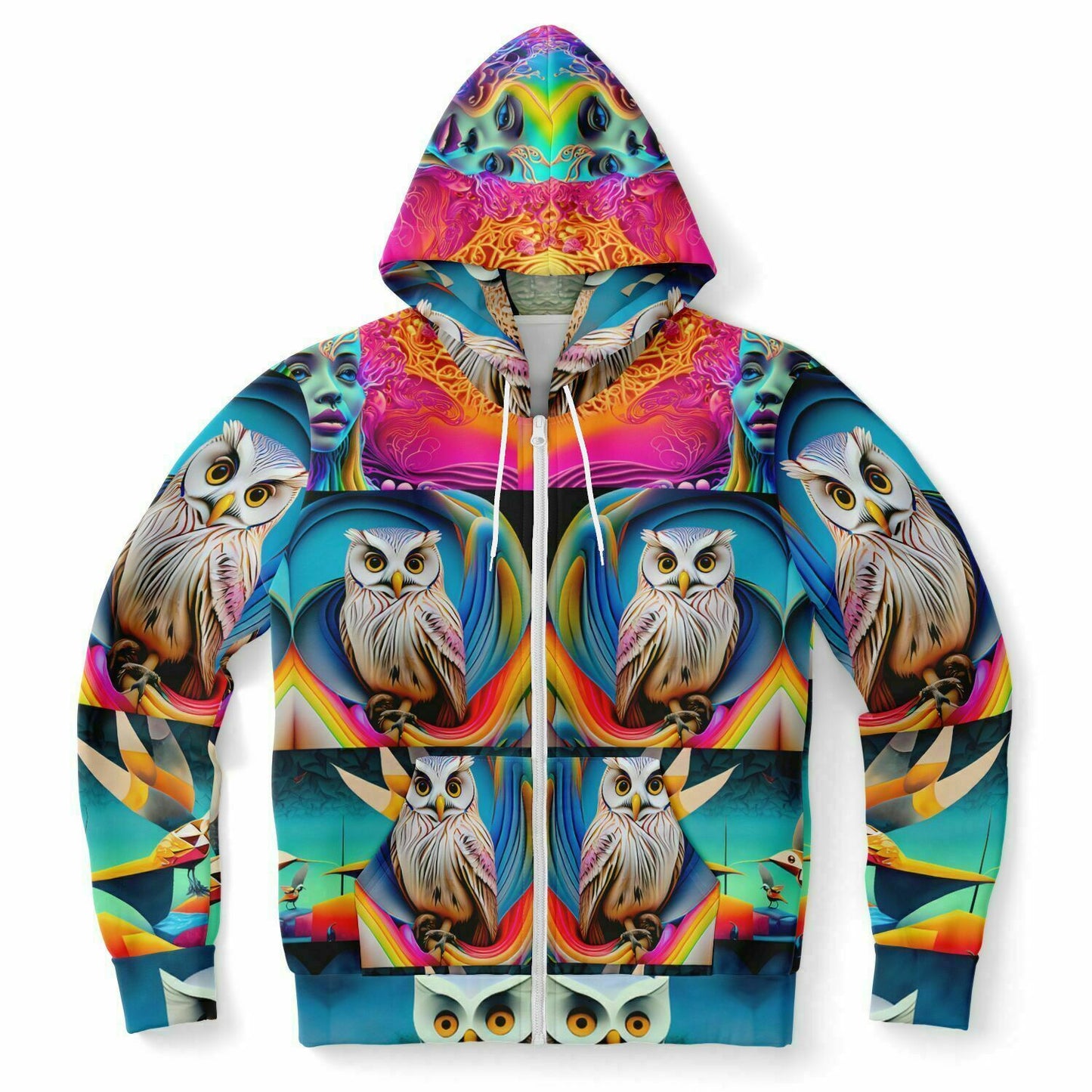 Fashion Zip-Up Hoodie - AOP Kukloso Cubist Faces No 34 - Free Shipping