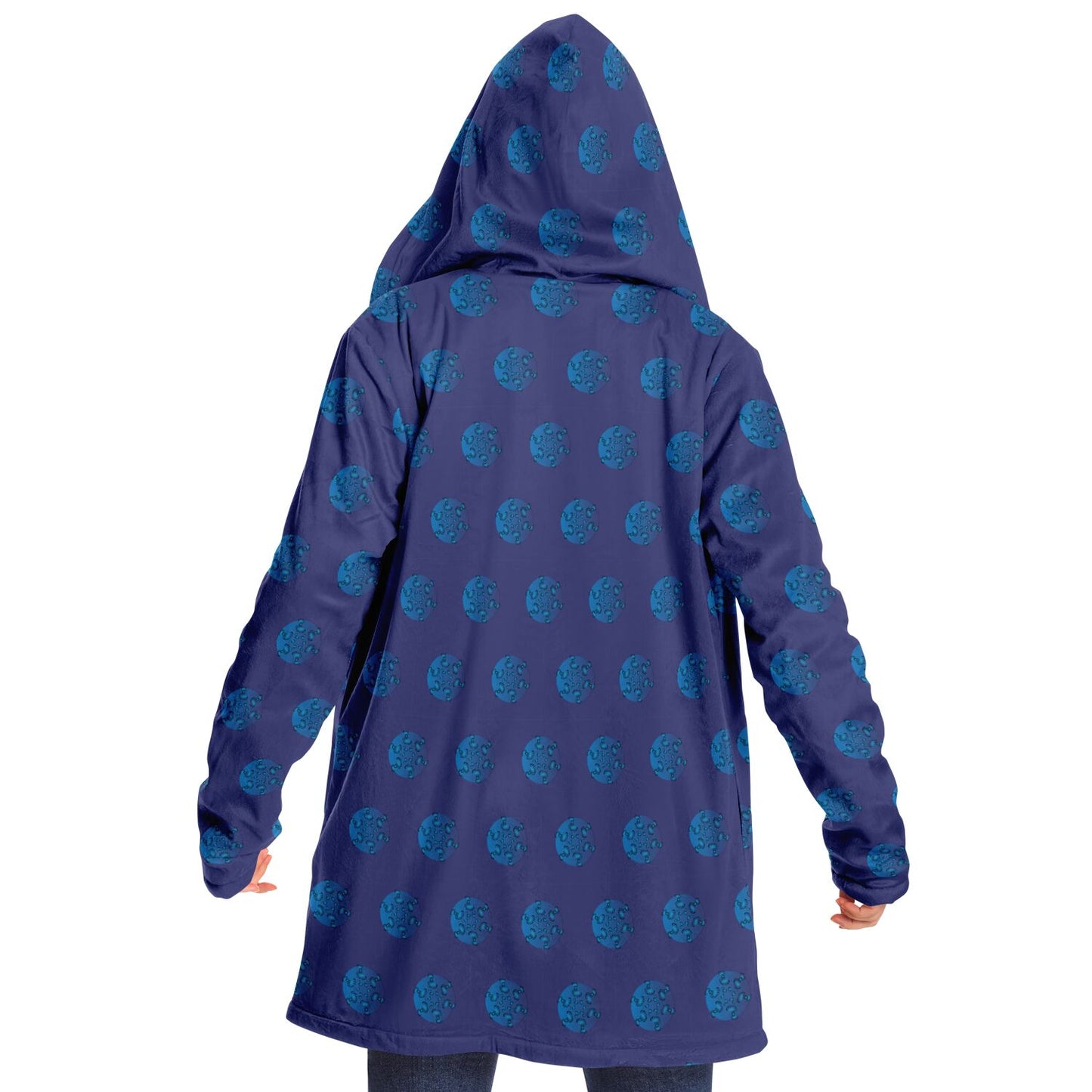 Microfleece Cloak - AOP Kukloso Whimsical No 111 Blue on Blue - Free Shipping