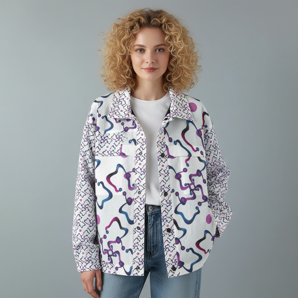 AOP Unisex Casual Lapel Jacket Kukloso Patchwork Collage No 115