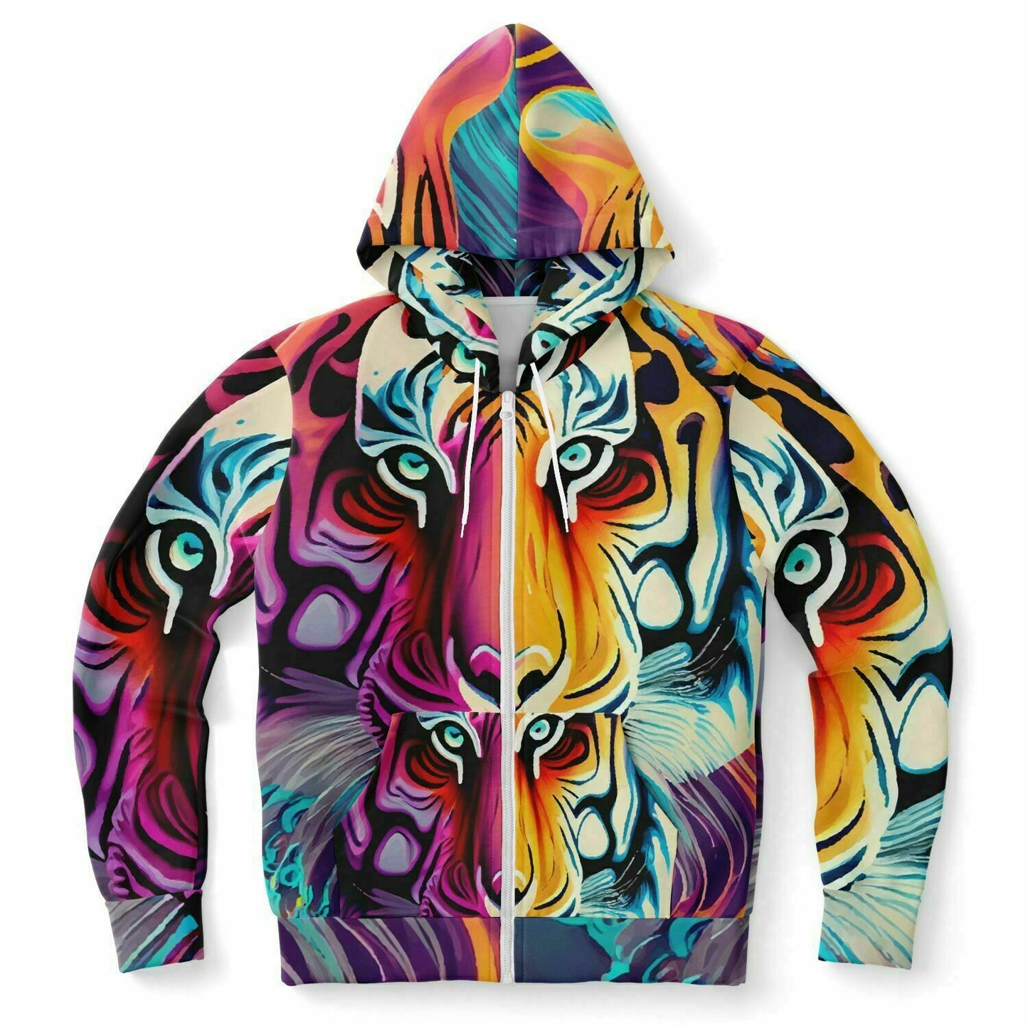 Fashion Zip-Up Hoodie - AOP Kukloso Mr. Tiger Multicolored - Free Shipping