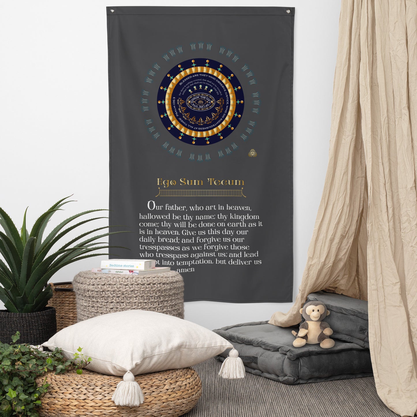 Flag Kukloso Mandala No 4298 The Lord's Prayer, I am with you (Ego Sum Tecum) Free Shipping