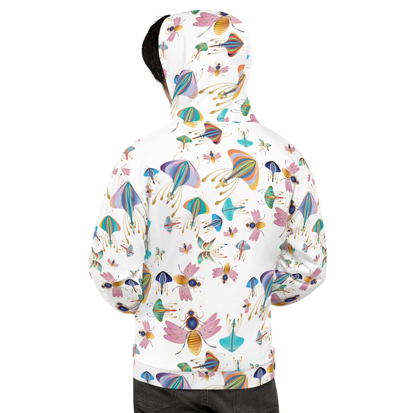 Unisex Hoodie Kukloso Bees, Moths, Butterflies Small Pattern - Free Shipping