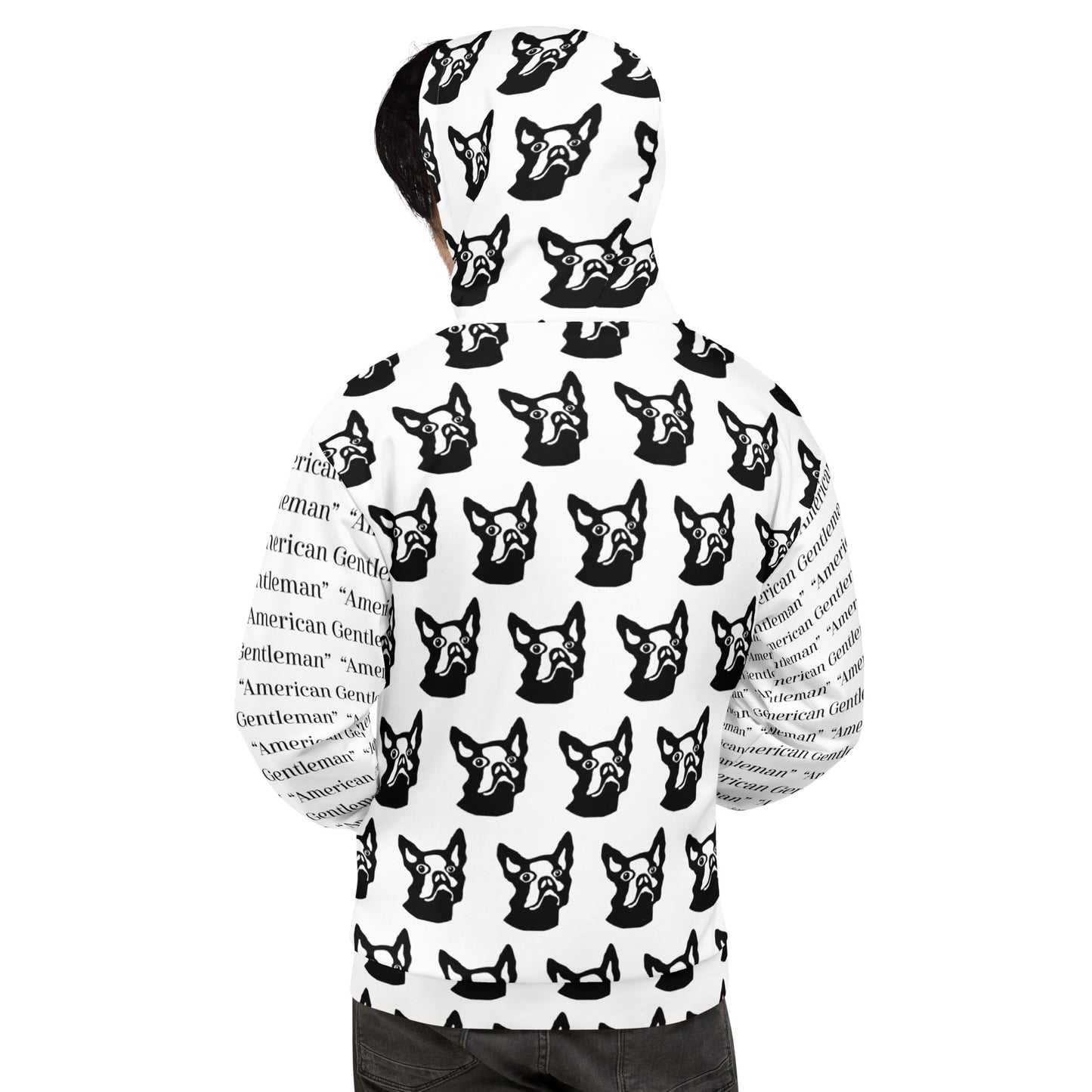 Unisex Hoodie Kukloso Boston Terrier Dog ' American Gentleman' Pattern - Free Shipping