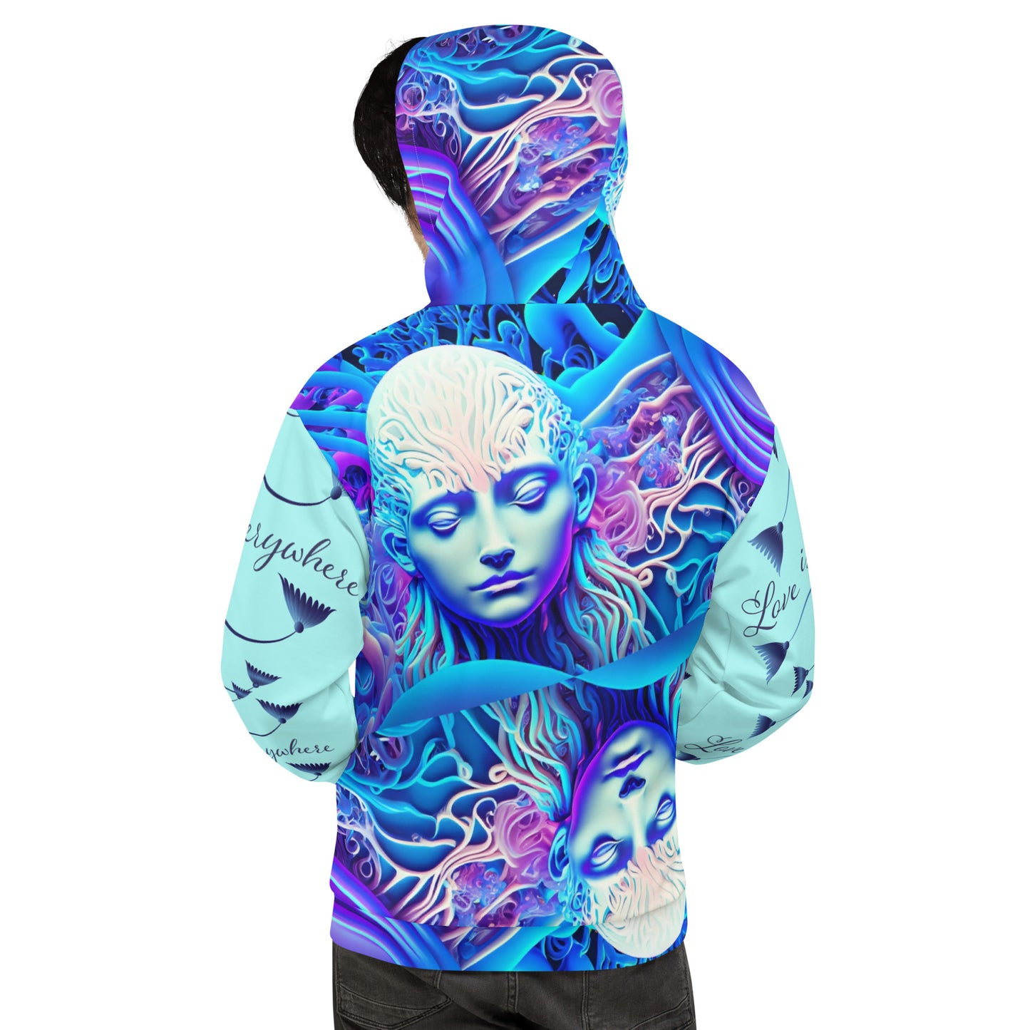 Unisex HoodieKukloso Space Faces ' Love Is Everywhere ' - Free Shipping