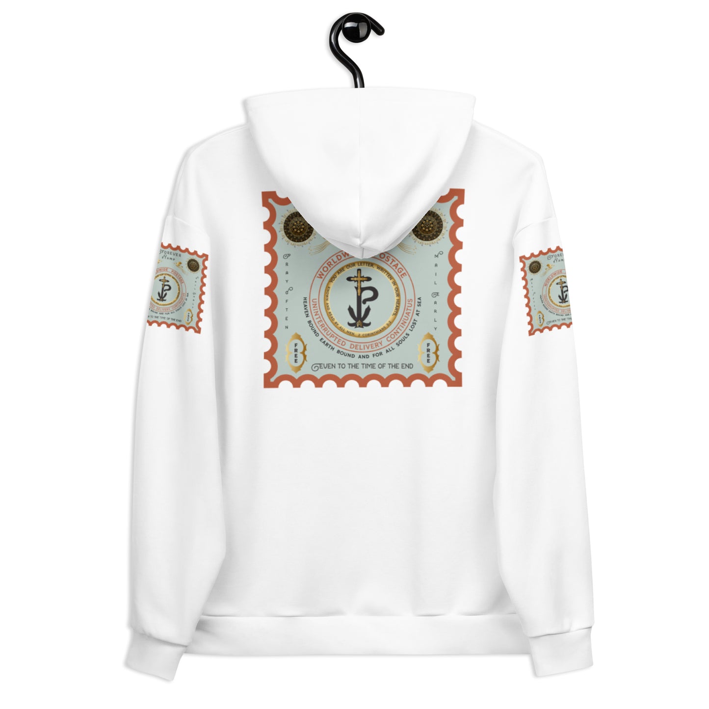 Unisex Hoodie Kukloso "Forever Stamp, Even To The Time of The End' White - Free Shipping