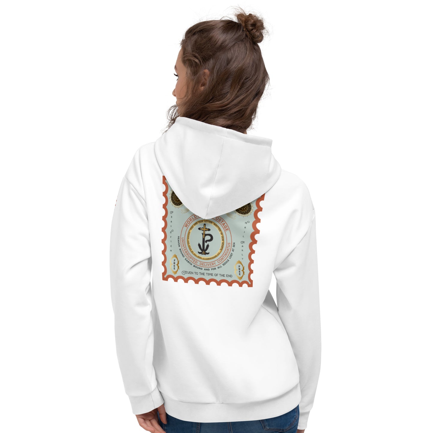 Unisex Hoodie Kukloso "Forever Stamp, Even To The Time of The End' White - Free Shipping
