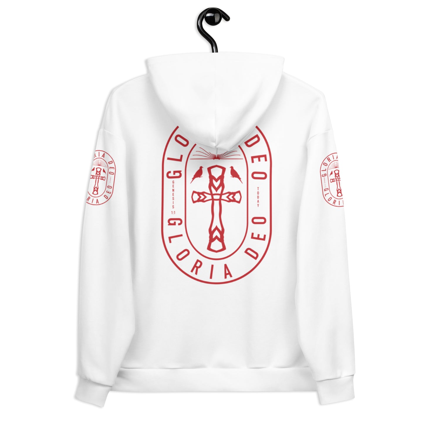 Unisex Hoodie Kukloso Gloria Deo No 2 - 'Glory Be To God' White - Free Sipping