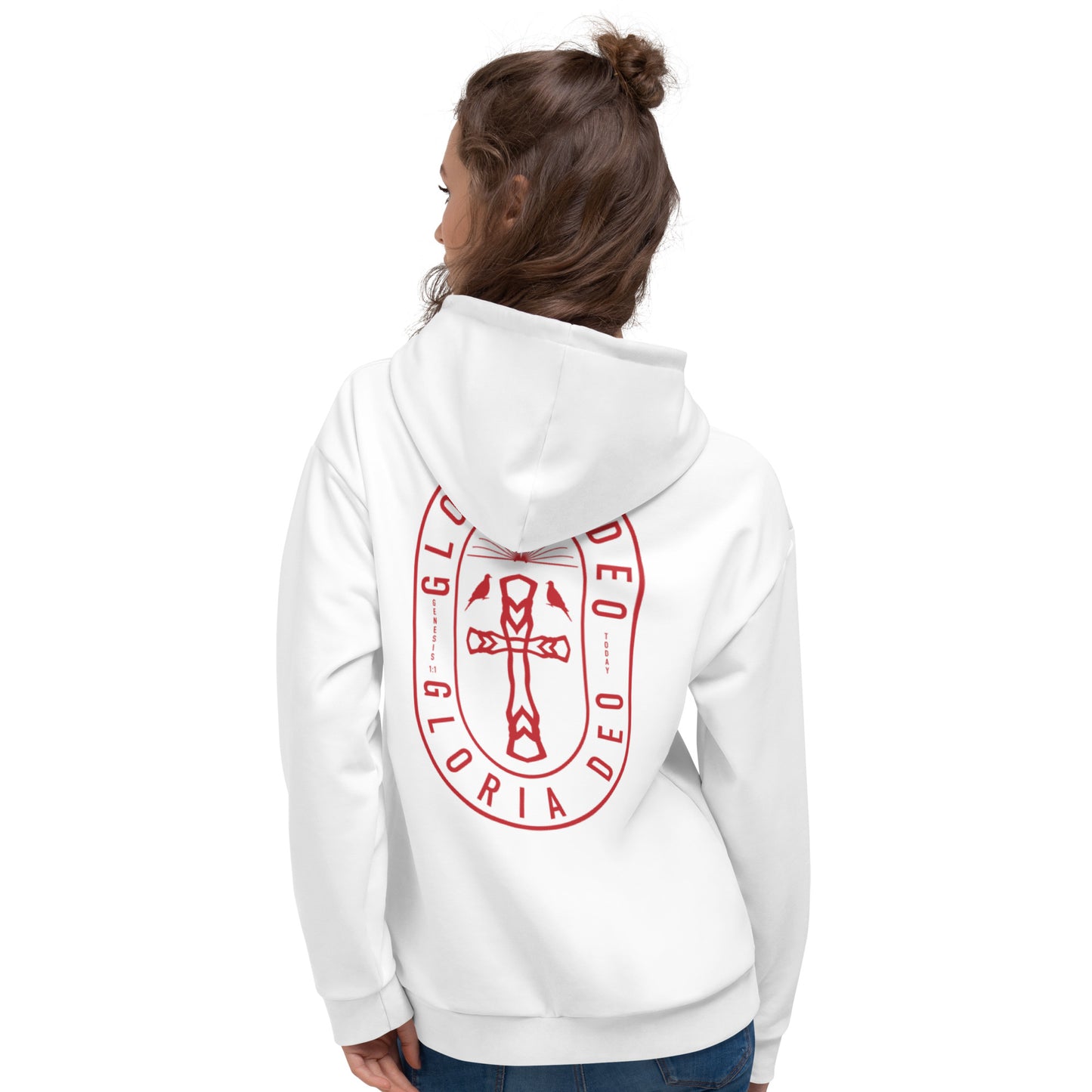 Unisex Hoodie Kukloso Gloria Deo No 2 - 'Glory Be To God' White - Free Sipping