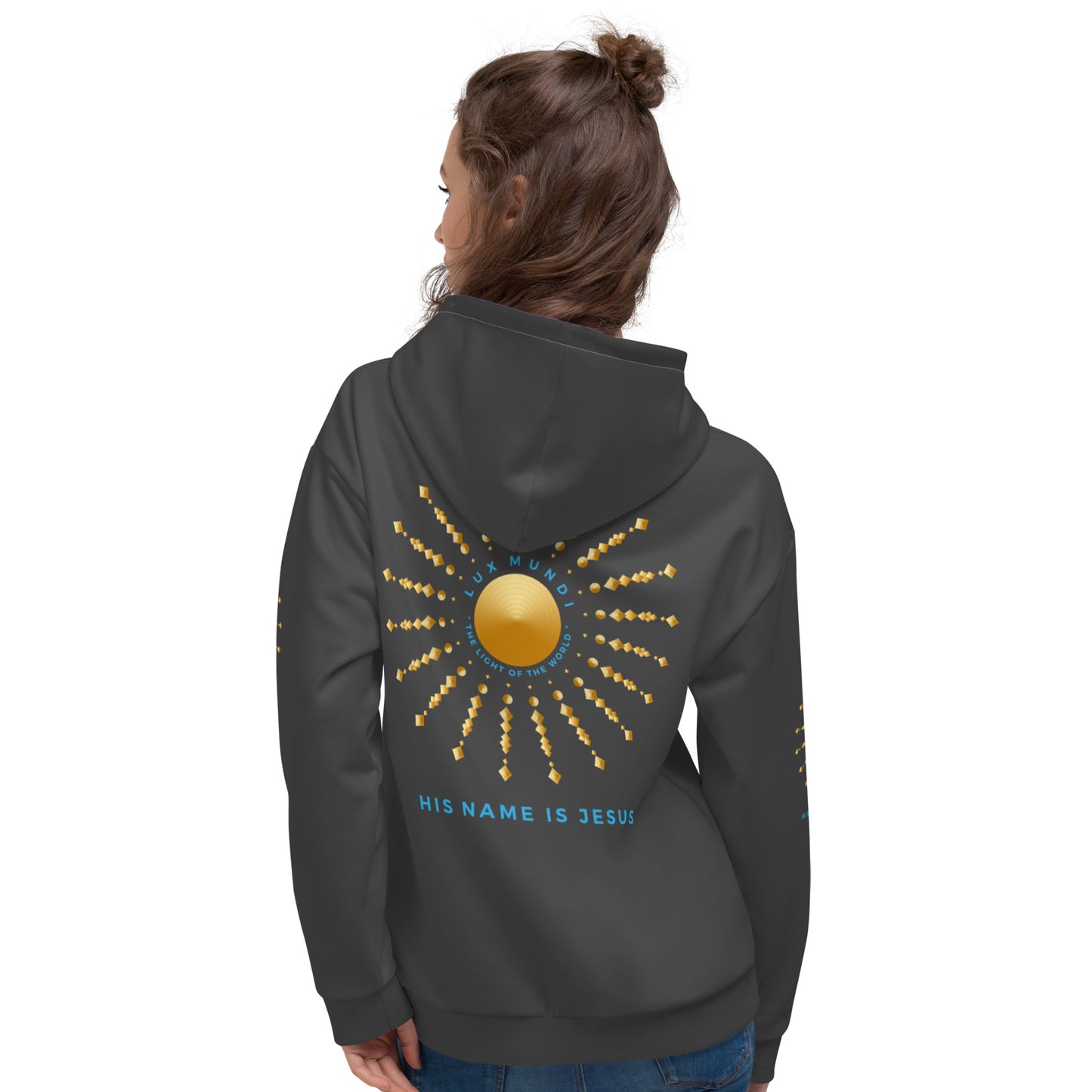 Unisex Hoodie Kukloso 'Lux Mundi' - 'His Name is Jesus' Charcoal - Free Shipping
