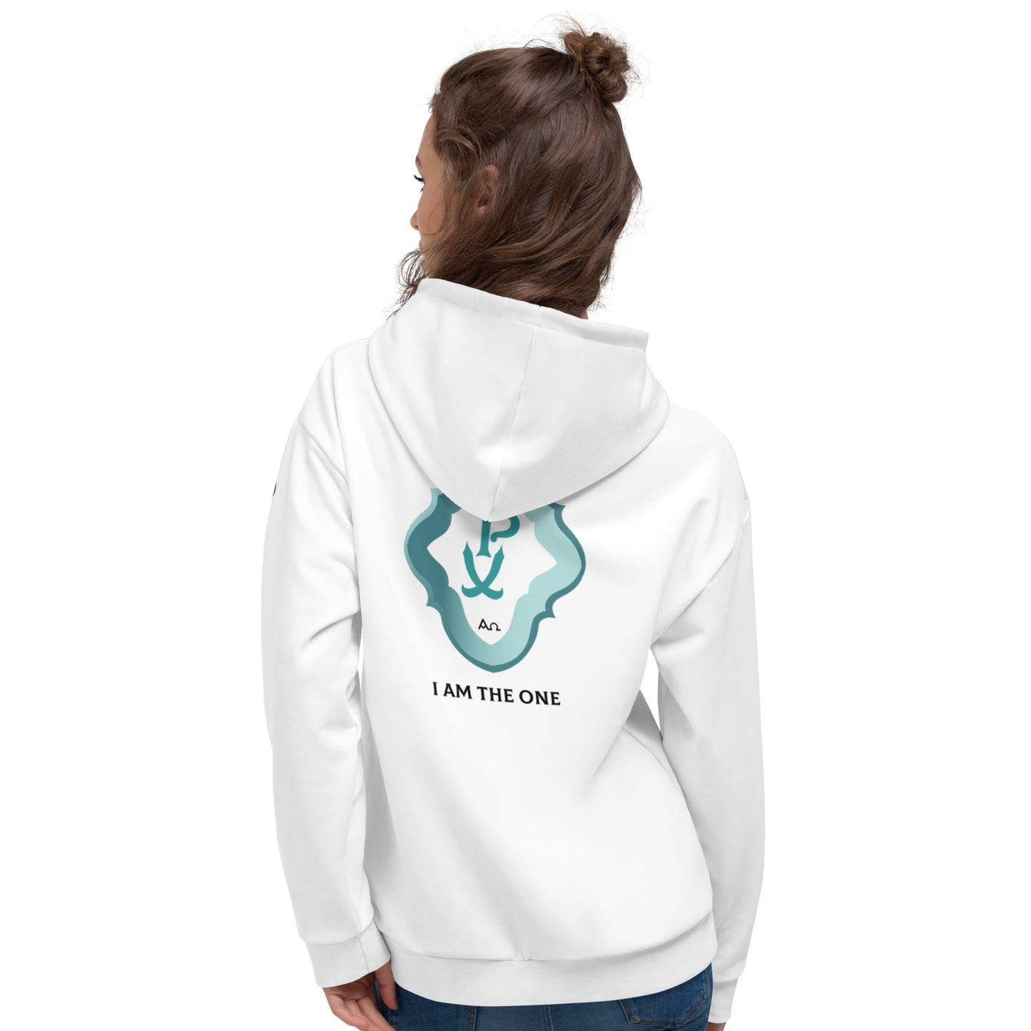 Unisex Hoodie Kukloso Chi Ro PX Christogram, I Am The One No 3 White - Free Shipping