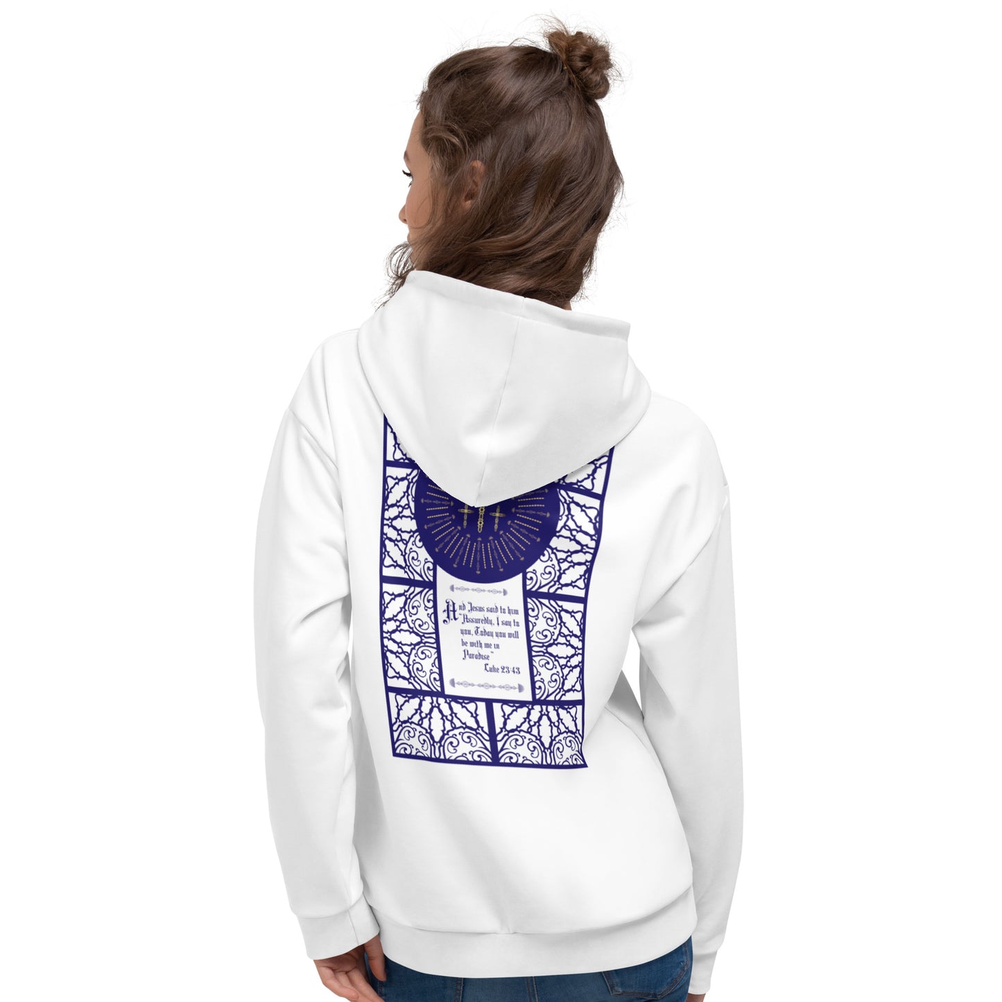 Unisex Hoodie Kukloso Luke 23:43 ...to the thief..."Assuredly I say to you" White - Free Shipping