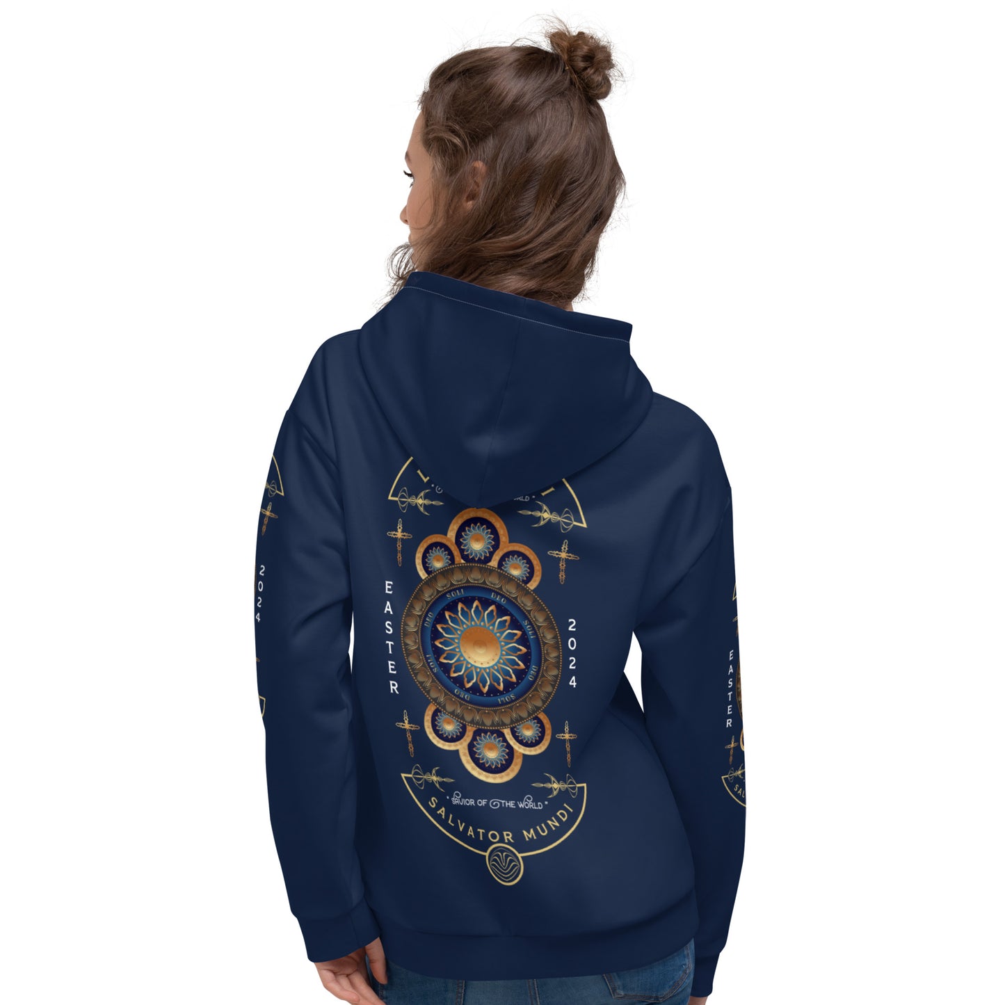 Unisex Hoodie Kukloso Lux Mundi, Salvator Mundi Navy - Free Shipping