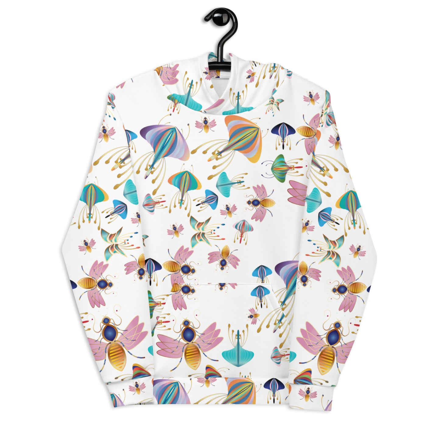 Unisex Hoodie Kukloso Bees, Moths, Butterflies Small Pattern - Free Shipping