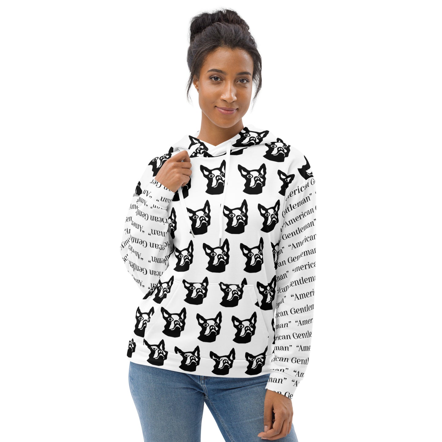 Unisex Hoodie Kukloso Boston Terrier Dog ' American Gentleman' Pattern - Free Shipping