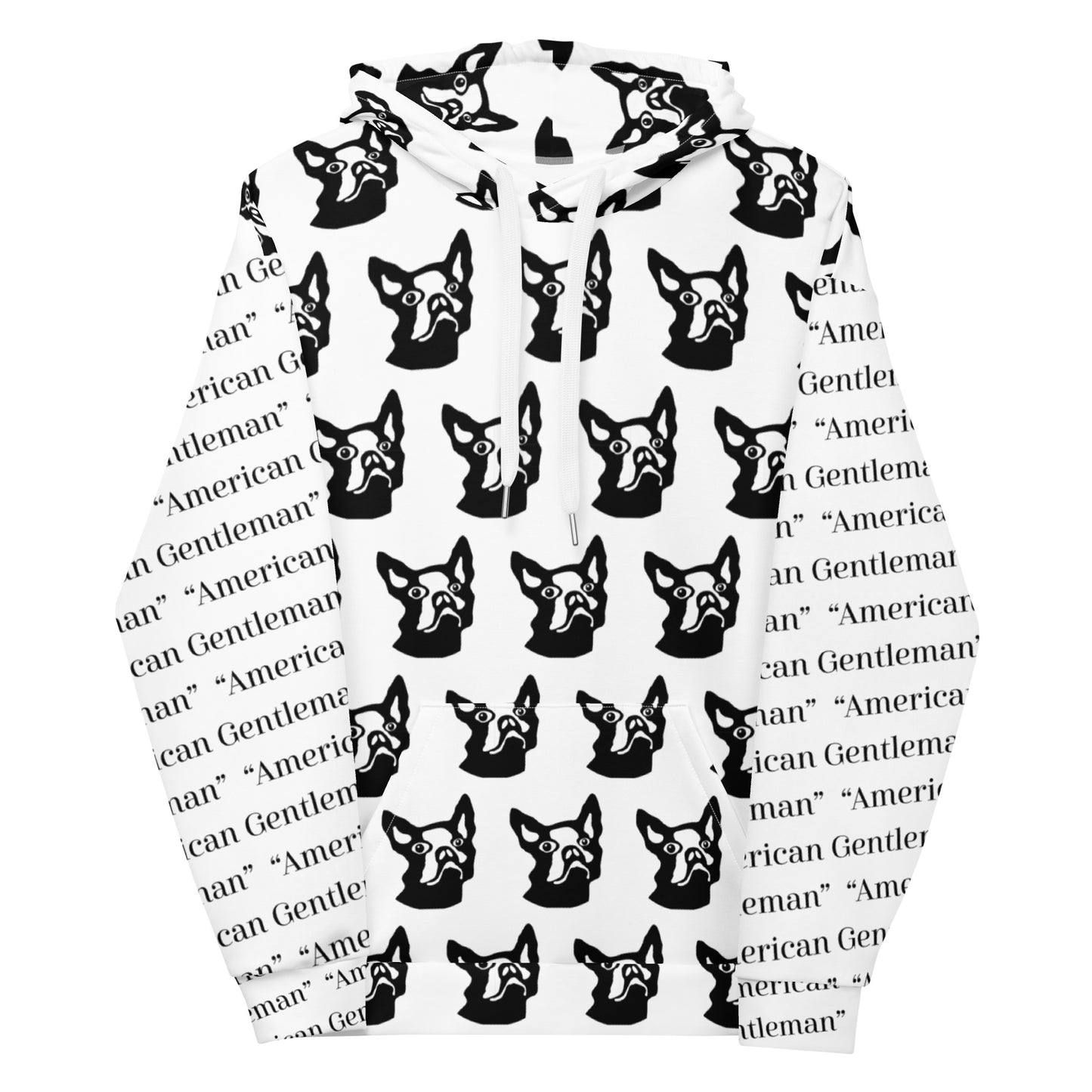 Unisex Hoodie Kukloso Boston Terrier Dog ' American Gentleman' Pattern - Free Shipping
