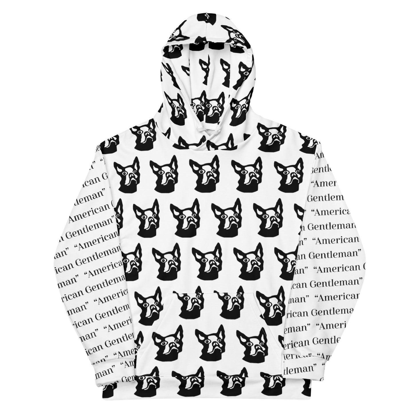 Unisex Hoodie Kukloso Boston Terrier Dog ' American Gentleman' Pattern - Free Shipping