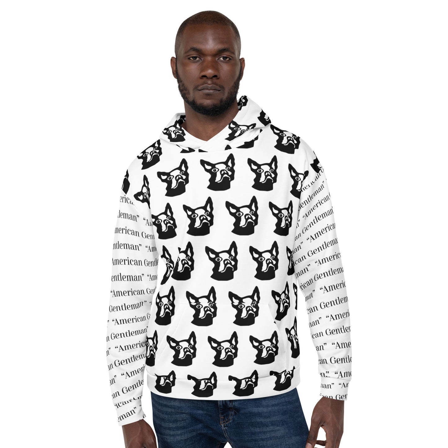 Unisex Hoodie Kukloso Boston Terrier Dog ' American Gentleman' Pattern - Free Shipping