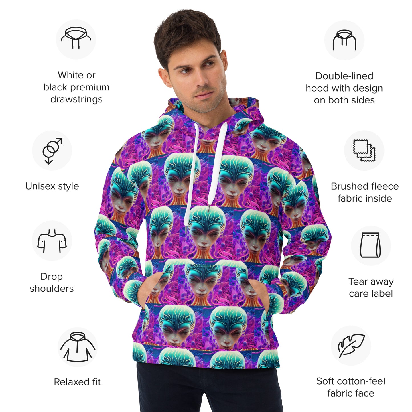 Unisex Hoodie Kukloso Space Faces No 70 - Free Shipping