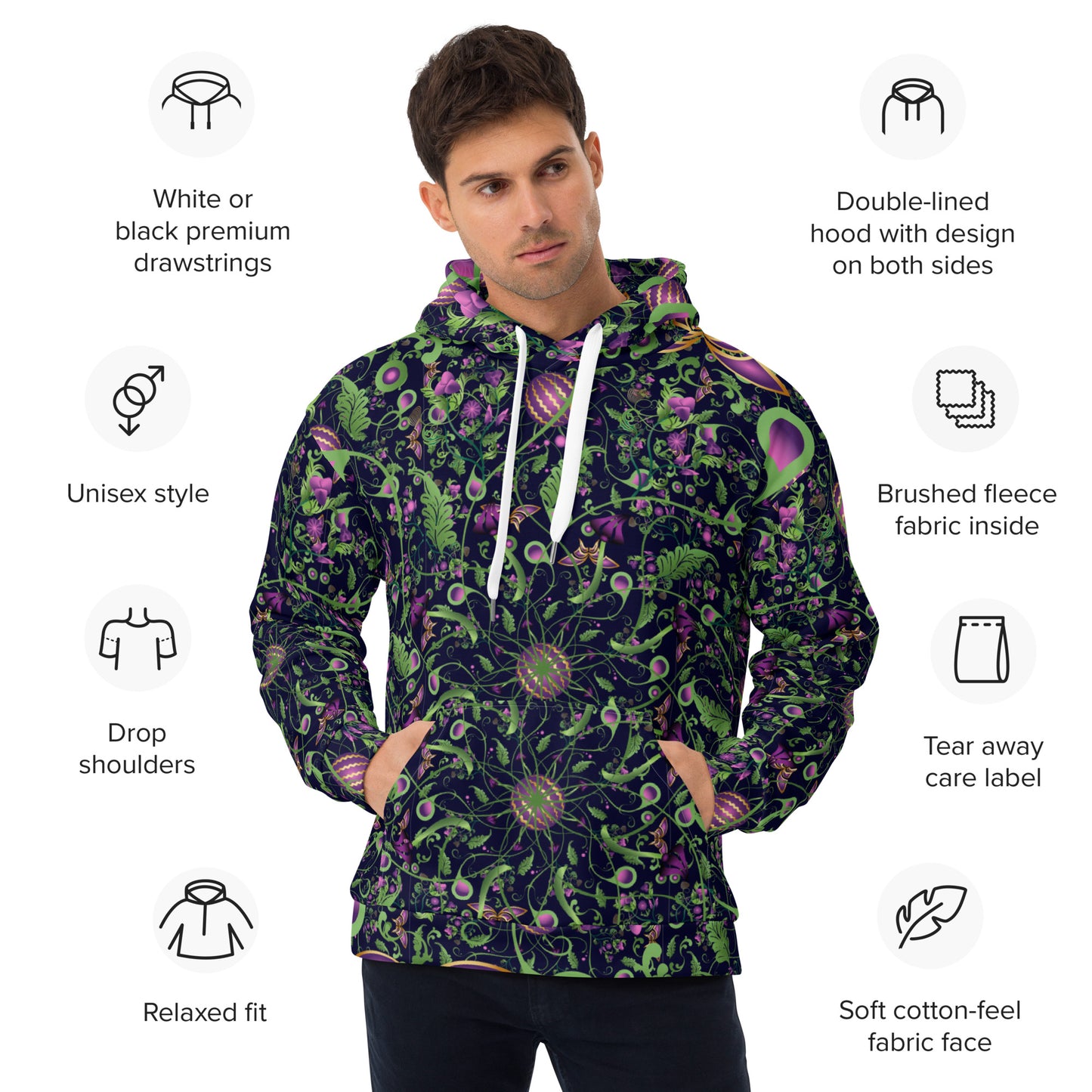 Unisex Hoodie Kukloso Melange de fleur No 6 - Free Shipping