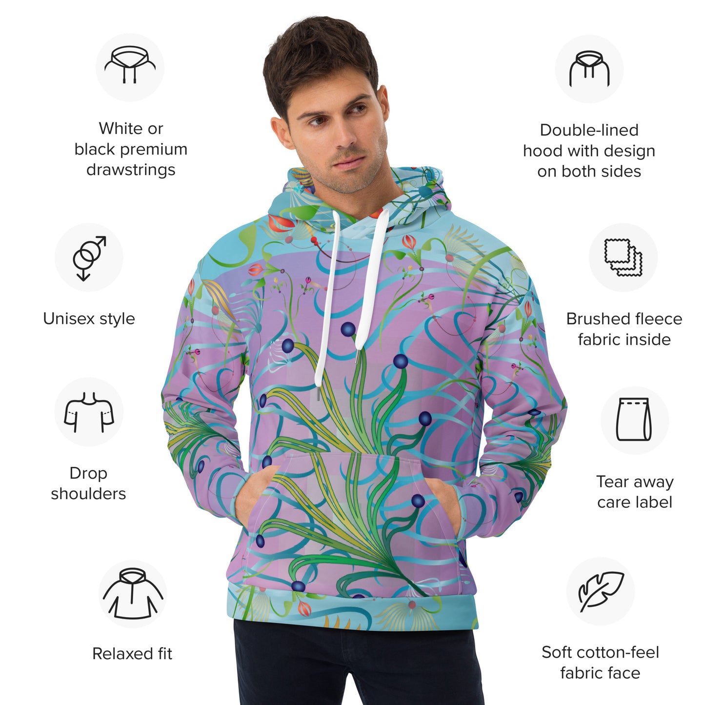 Unisex Hoodie Kukloso Melange de fleur No 80 - Free Shipping