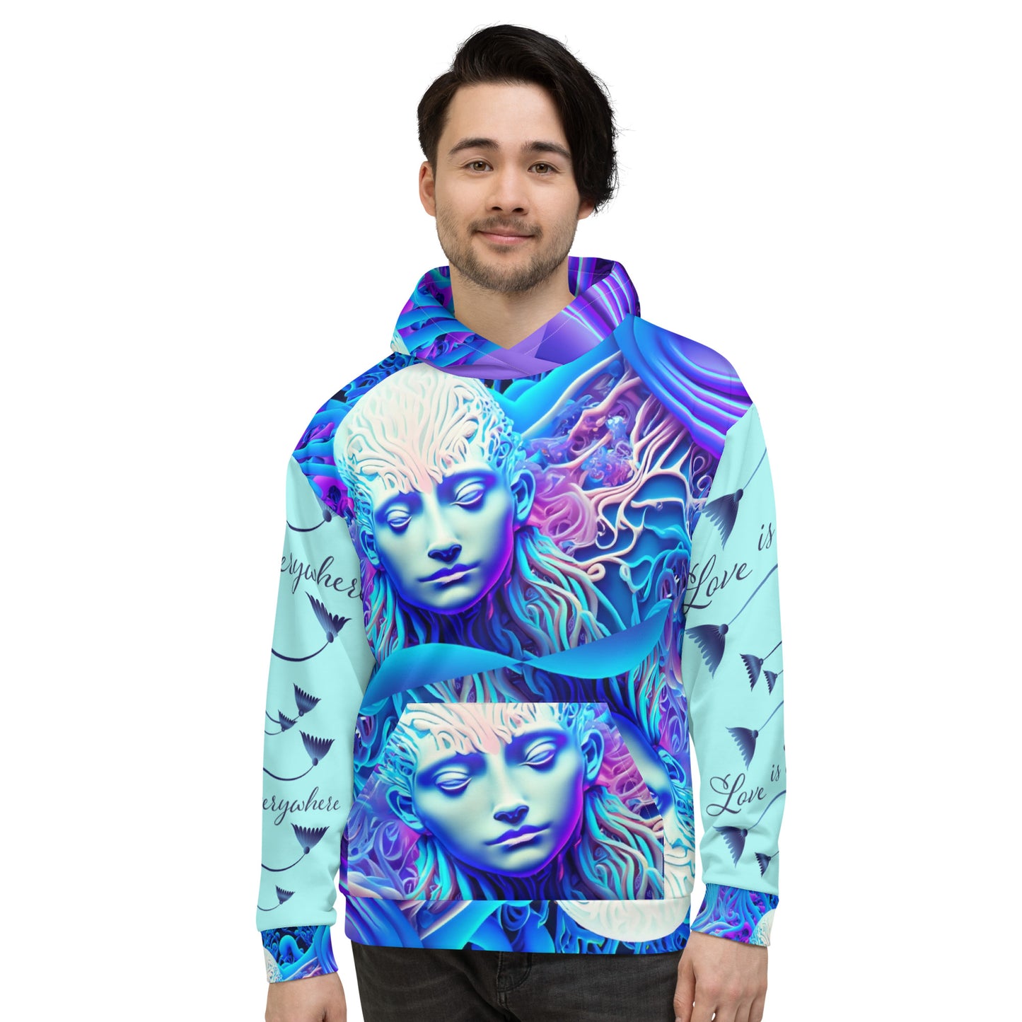 Unisex HoodieKukloso Space Faces ' Love Is Everywhere ' - Free Shipping