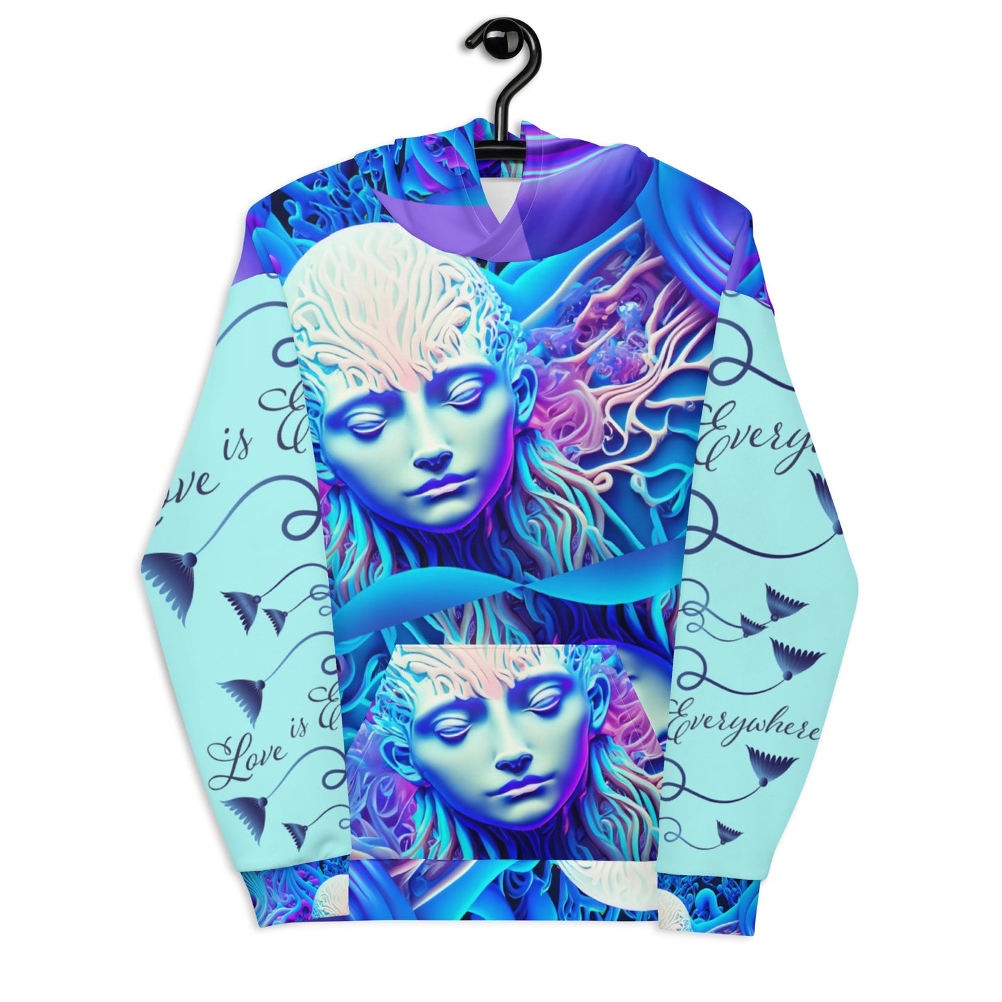 Unisex HoodieKukloso Space Faces ' Love Is Everywhere ' - Free Shipping