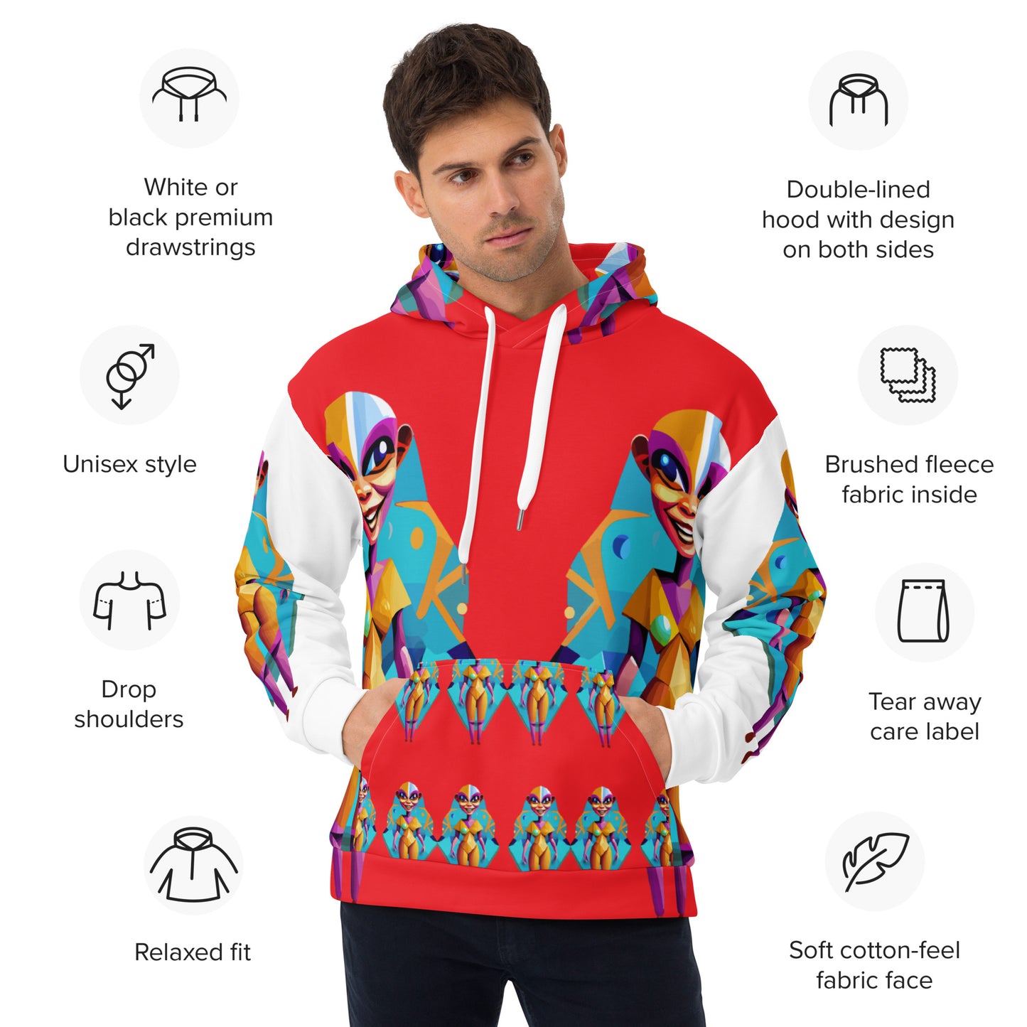 Unisex Hoodie Kukloso Space Faces No 4 - Free Shipping