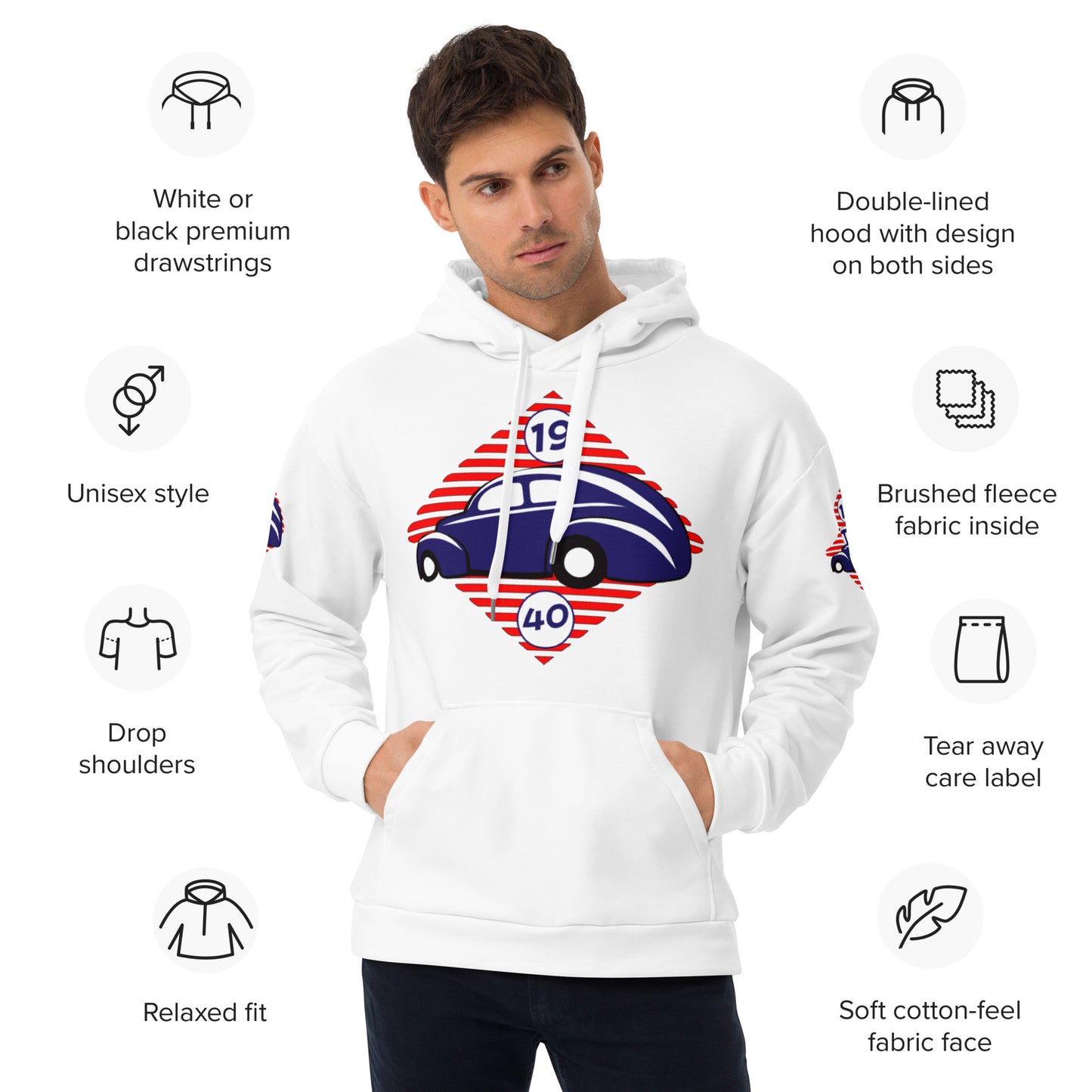 Unisex Hoodie Kukloso 1940 Hot Rods Red Diamond - Free Shipping