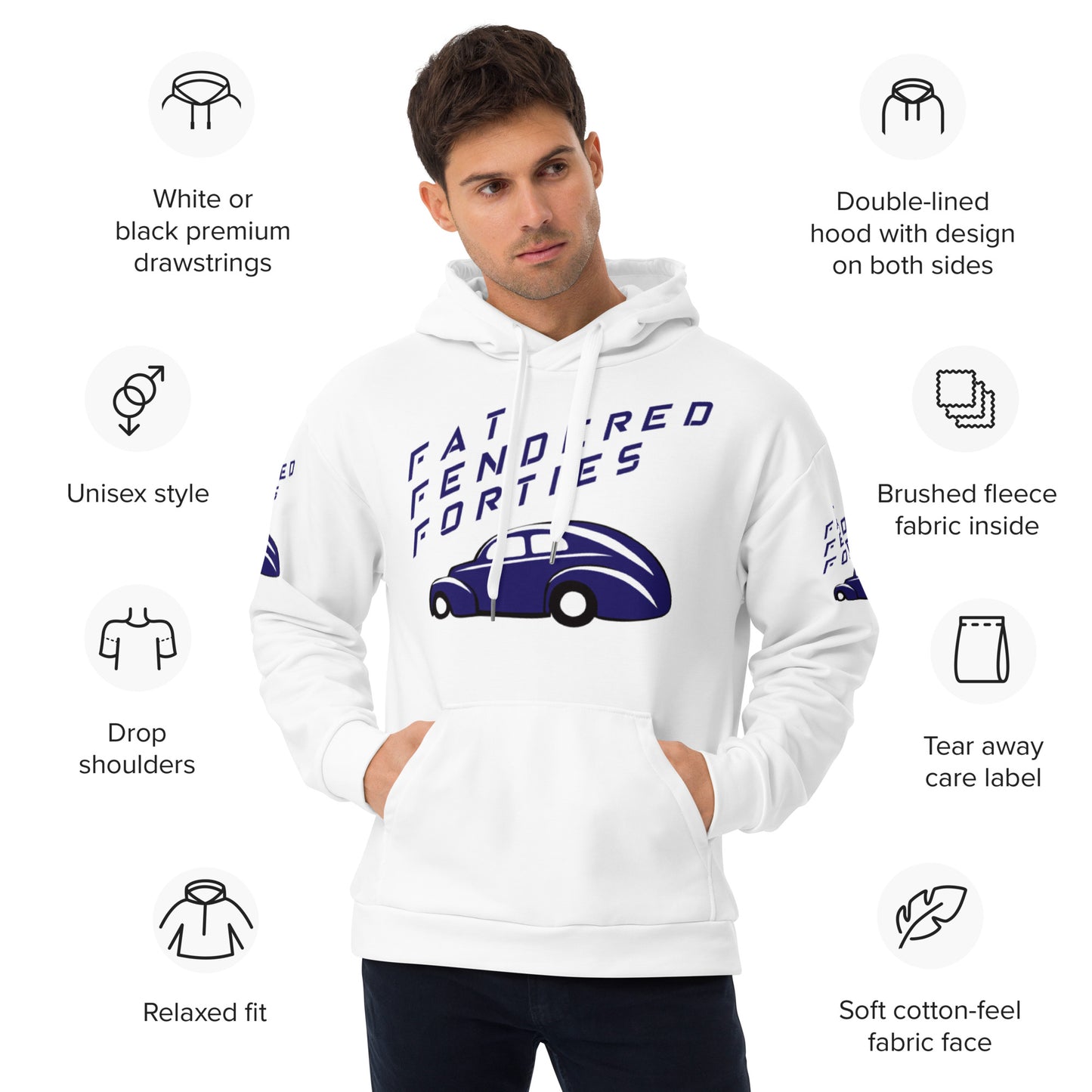Unisex Hoodie Kukloso Fat-Fendered Forties Navy - Free Shipping