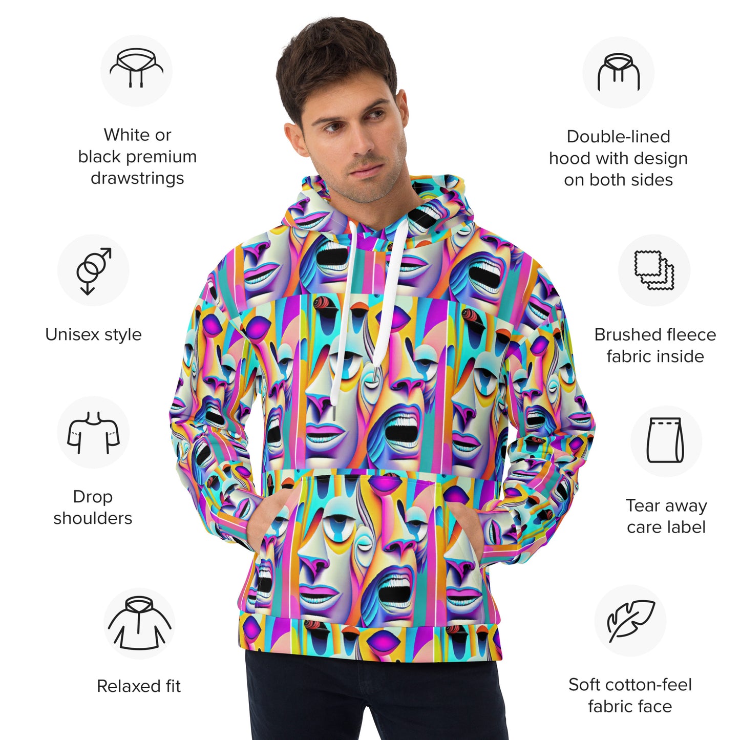Unisex Hoodie Kukloso Space Faces No 7 - Free Shipping