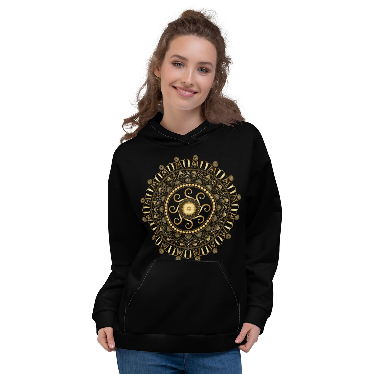 Unisex Hoodie Kukloso Mandala Elaborata Gold - Free Shipping