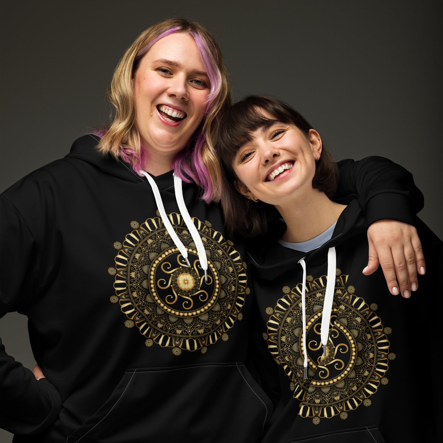 Unisex Hoodie Kukloso Mandala Elaborata Gold - Free Shipping