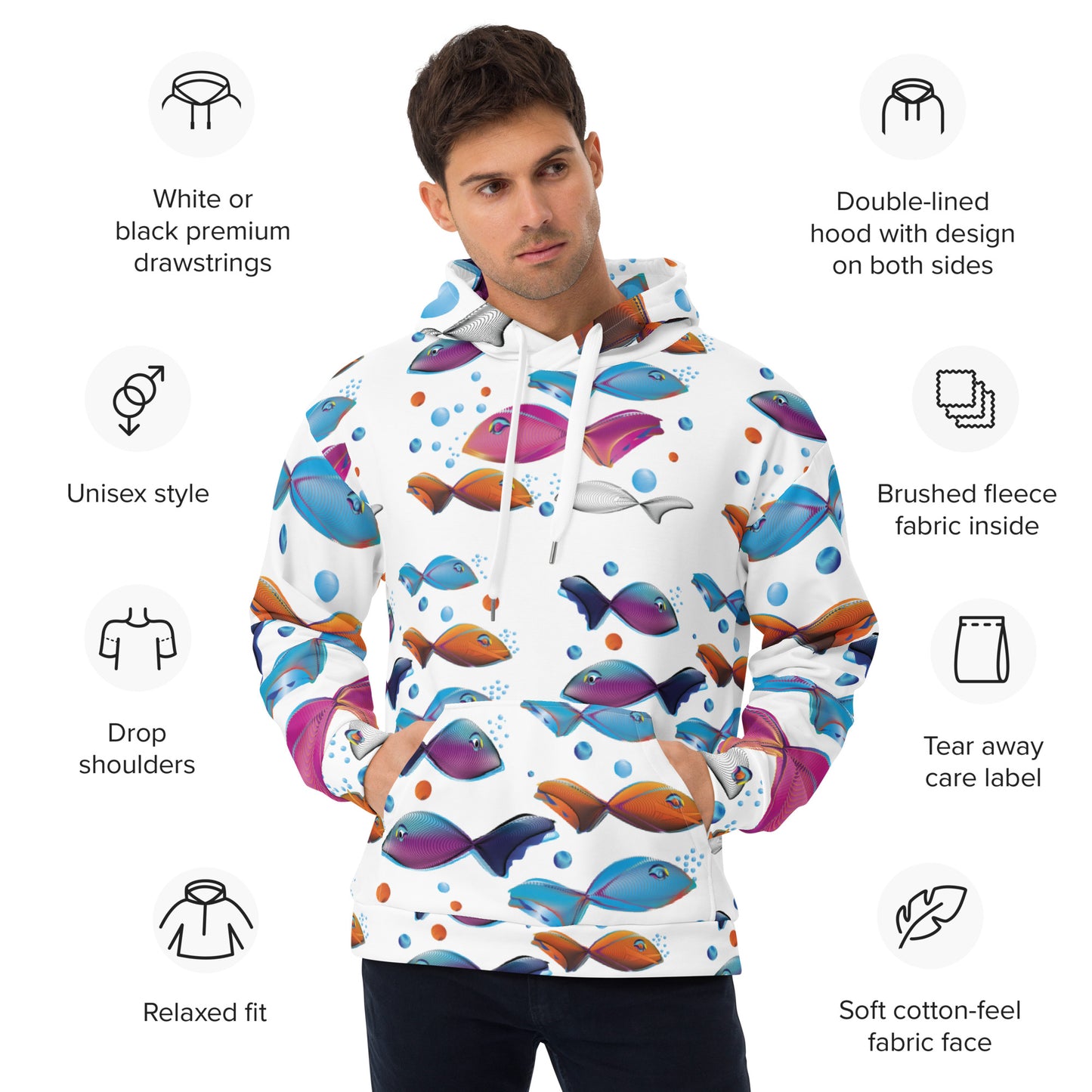 Unisex Hoodie Kukloso MD Eight Fishes - Free Shipping