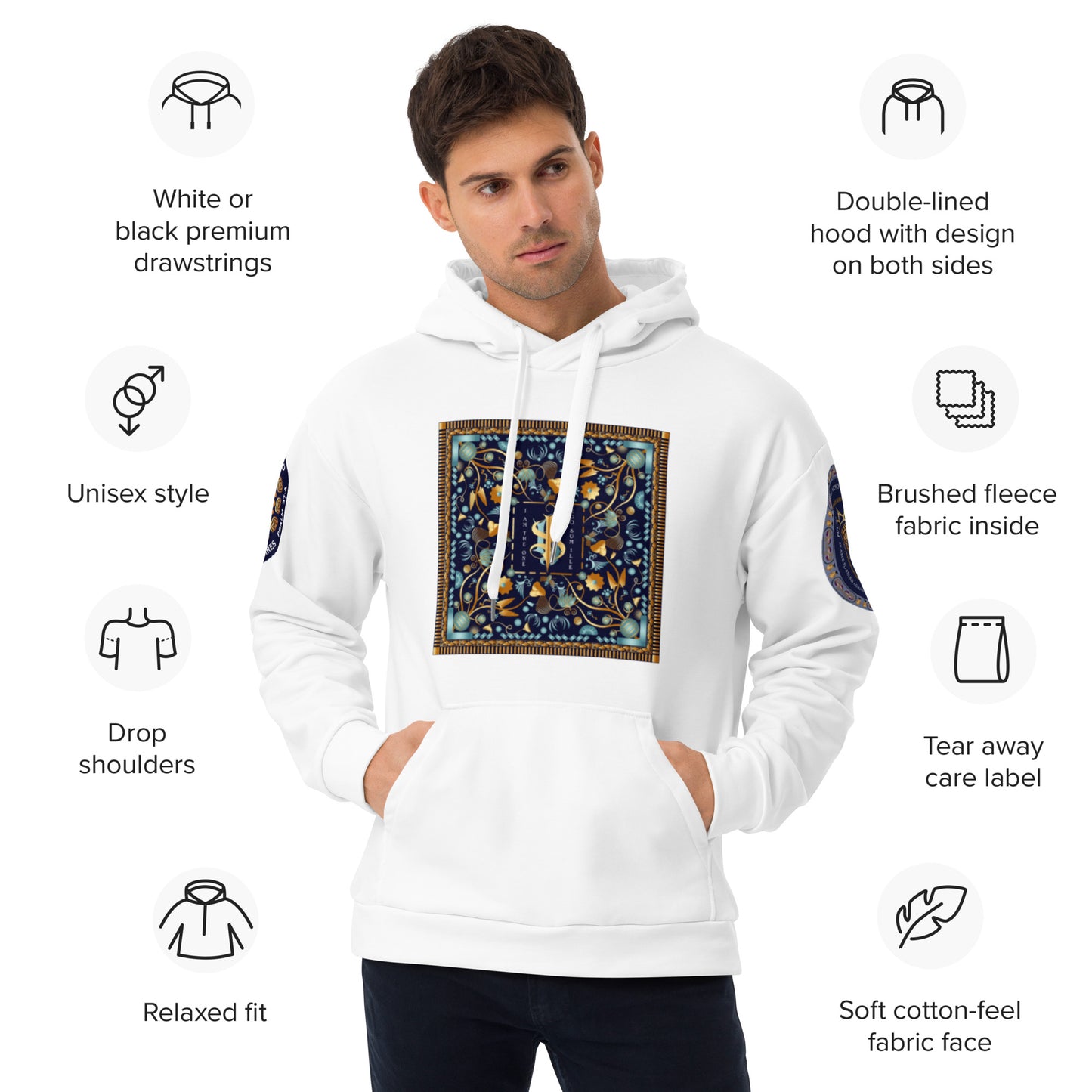 Unisex Hoodie Kukloso ISH Christogram I Am The One on White - Free Shipping
