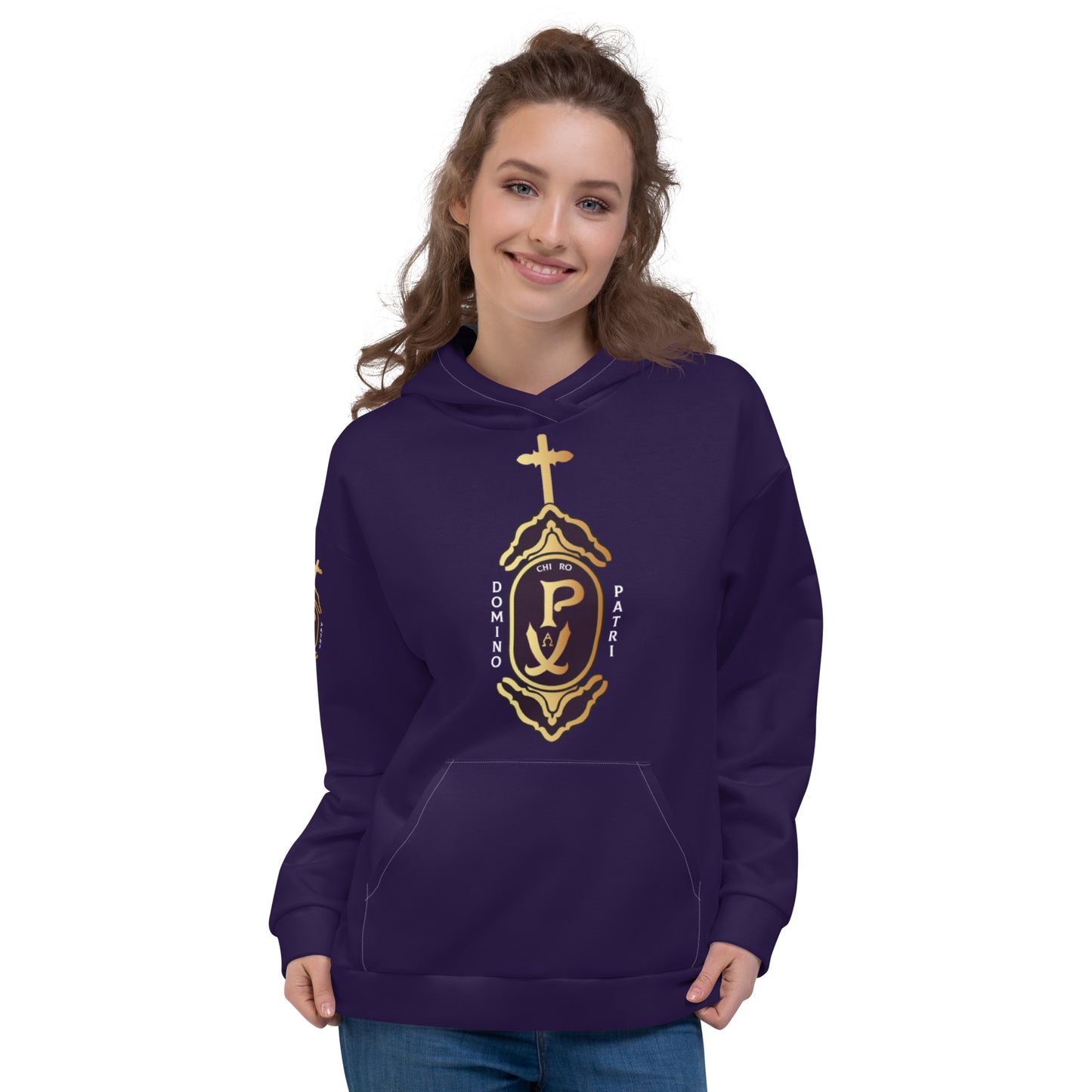 Unisex Hoodie Kukloso Domino Patri - Chi Ro PX Christogram Dark Purple - Free Shipping