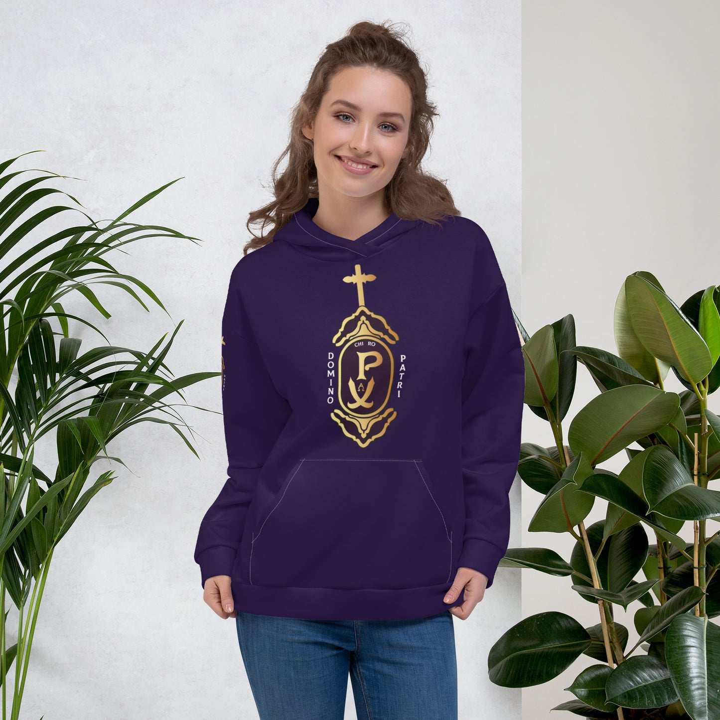 Unisex Hoodie Kukloso Domino Patri - Chi Ro PX Christogram Dark Purple - Free Shipping