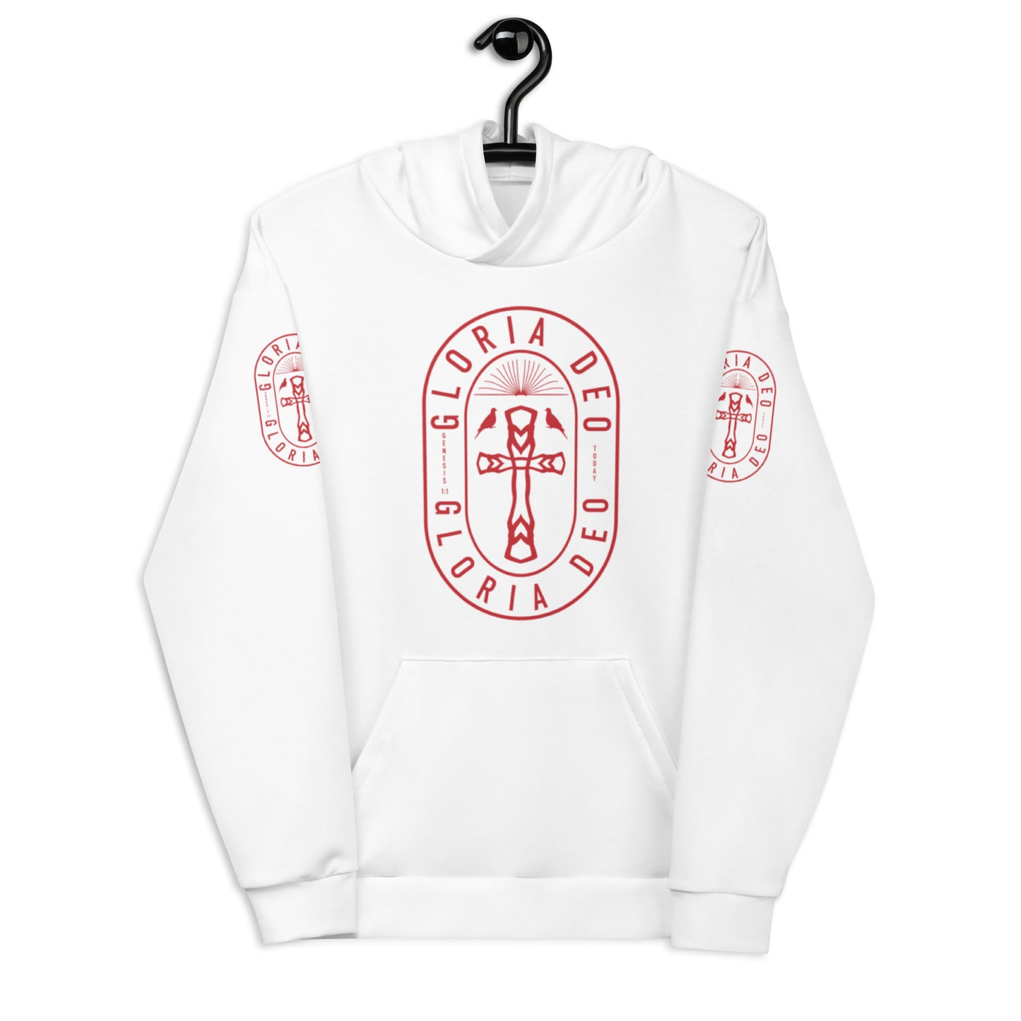 Unisex Hoodie Kukloso Gloria Deo No 2 - 'Glory Be To God' White - Free Sipping