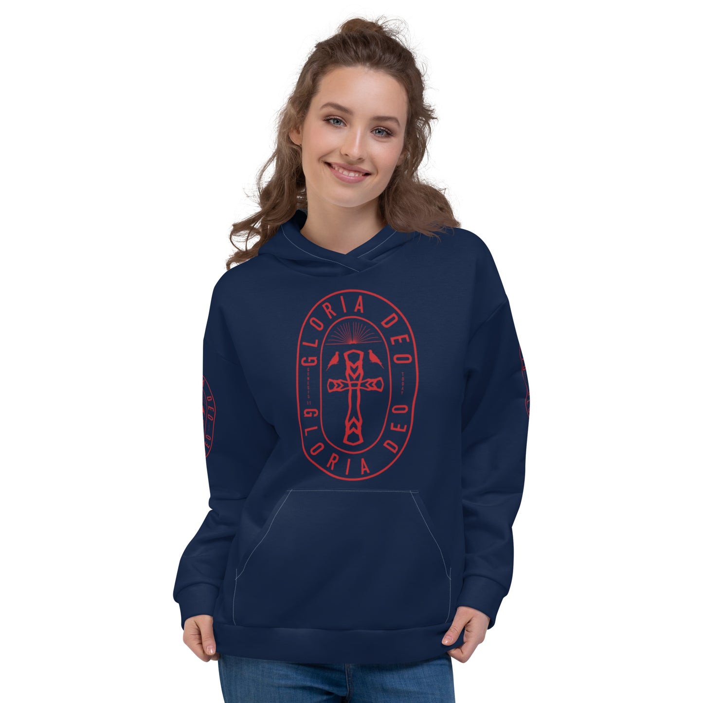 Unisex Hoodie Kukloso Gloria Deo No 2 - 'Glory Be To God' Navy - Free Shipping