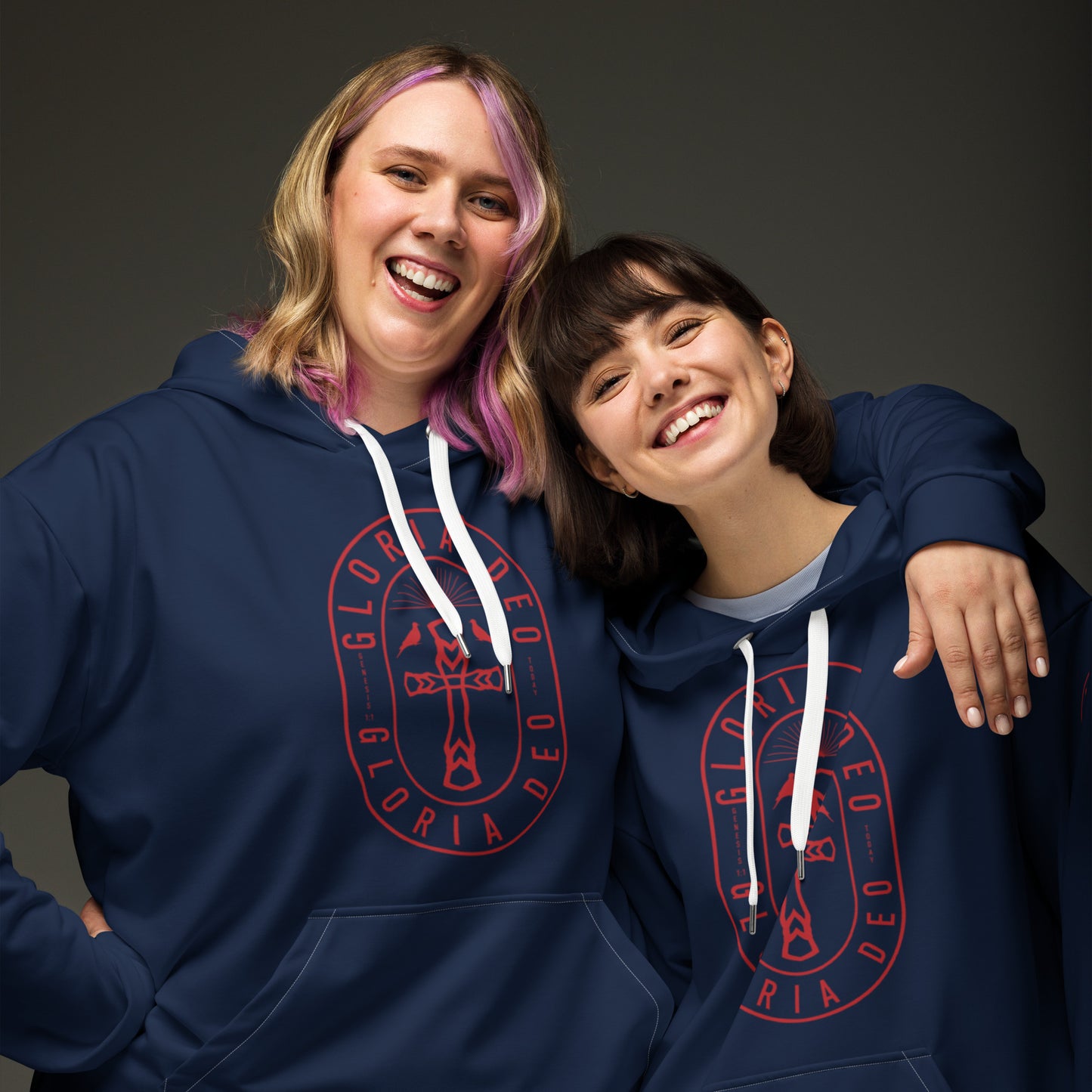 Unisex Hoodie Kukloso Gloria Deo No 2 - 'Glory Be To God' Navy - Free Shipping