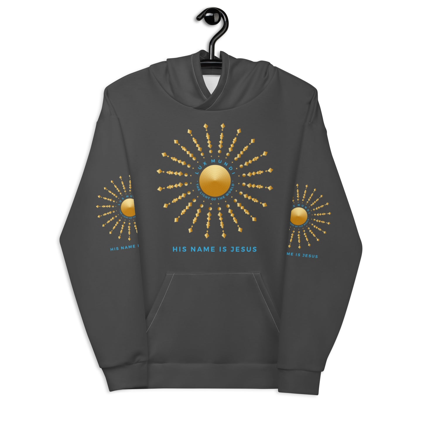 Unisex Hoodie Kukloso 'Lux Mundi' - 'His Name is Jesus' Charcoal - Free Shipping