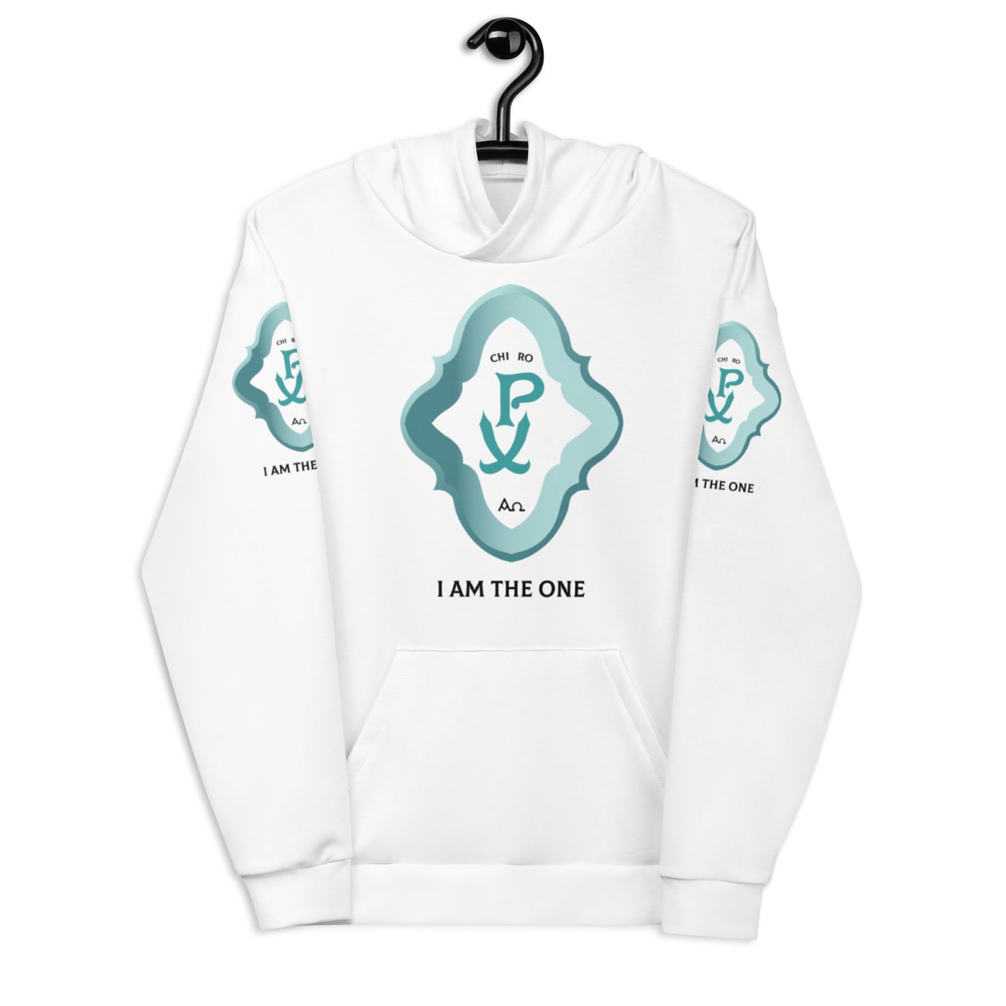 Unisex Hoodie Kukloso Chi Ro PX Christogram, I Am The One No 3 White - Free Shipping