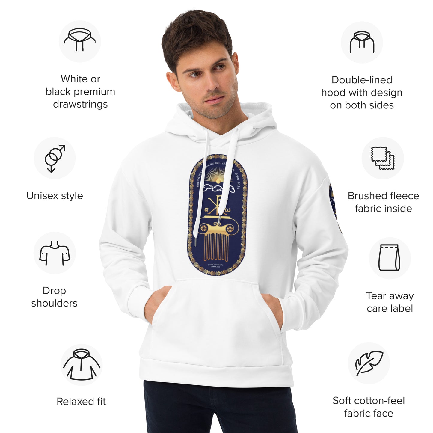 Unisex Hoodie Kukloso John 15:16 White - Free Shipping