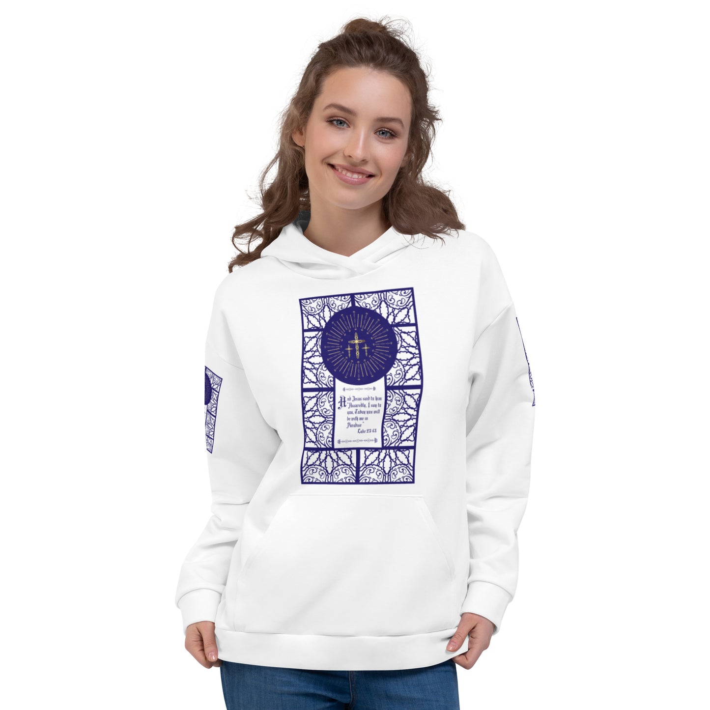 Unisex Hoodie Kukloso Luke 23:43 ...to the thief..."Assuredly I say to you" White - Free Shipping
