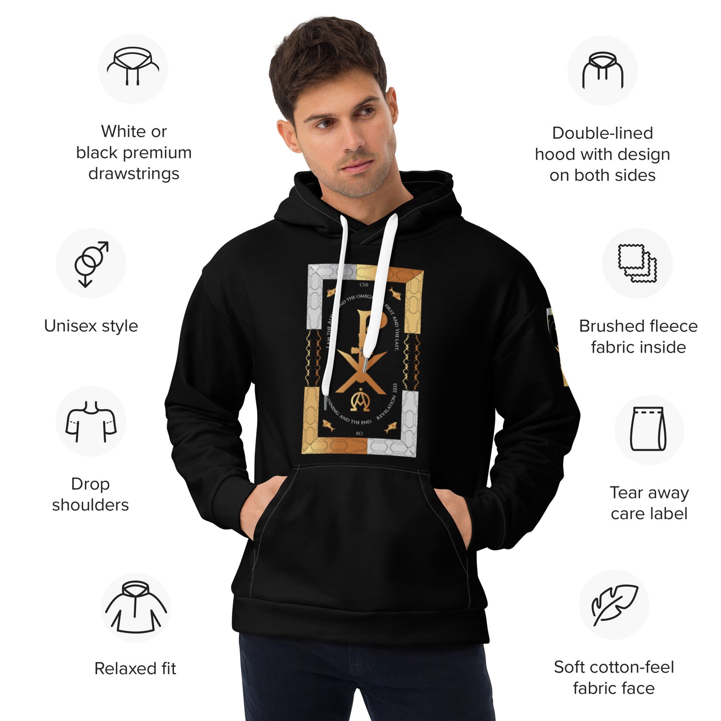 Unisex Hoodie Kukloso Revelation 22:13 Black - Free Shipping