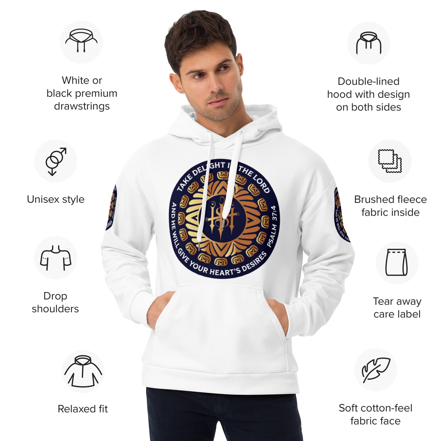 Unisex Hoodie Kukloso Psalm 37:4 White - Free Shipping