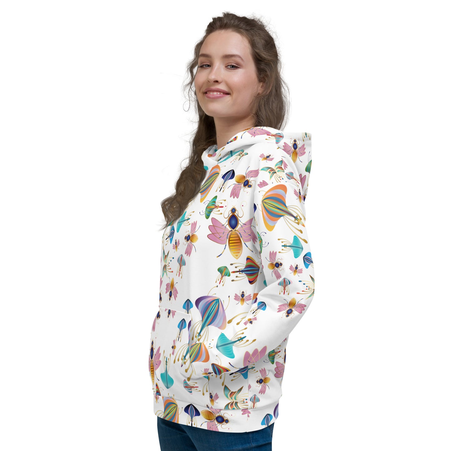 Unisex Hoodie Kukloso Bees, Moths, Butterflies Small Pattern - Free Shipping