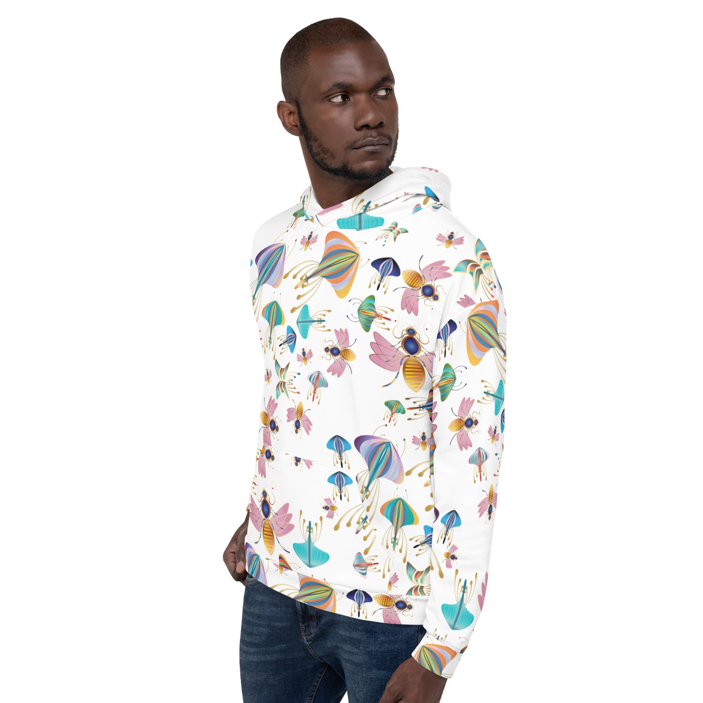 Unisex Hoodie Kukloso Bees, Moths, Butterflies Small Pattern - Free Shipping